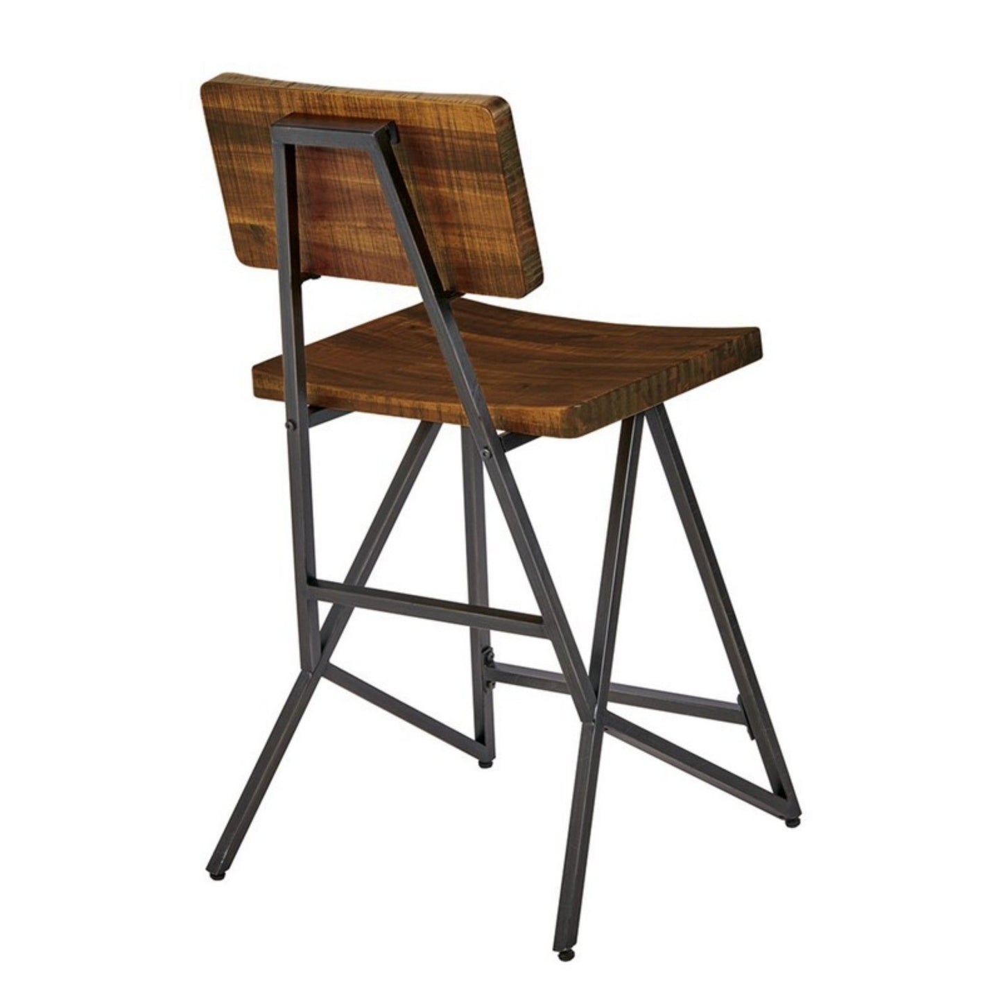Trestle Counter Stool With Reclaimed - Reclaimed Brown / Gun Metal