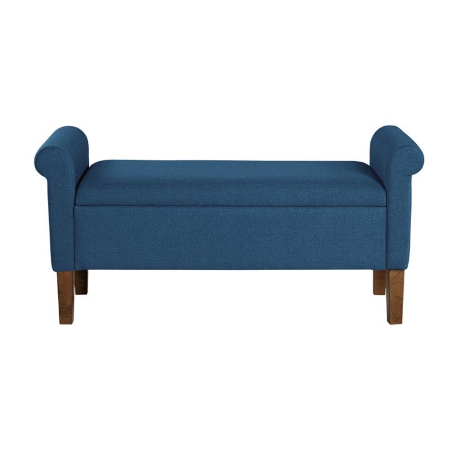 Upholstered Storage Bench With Rolled Armrests