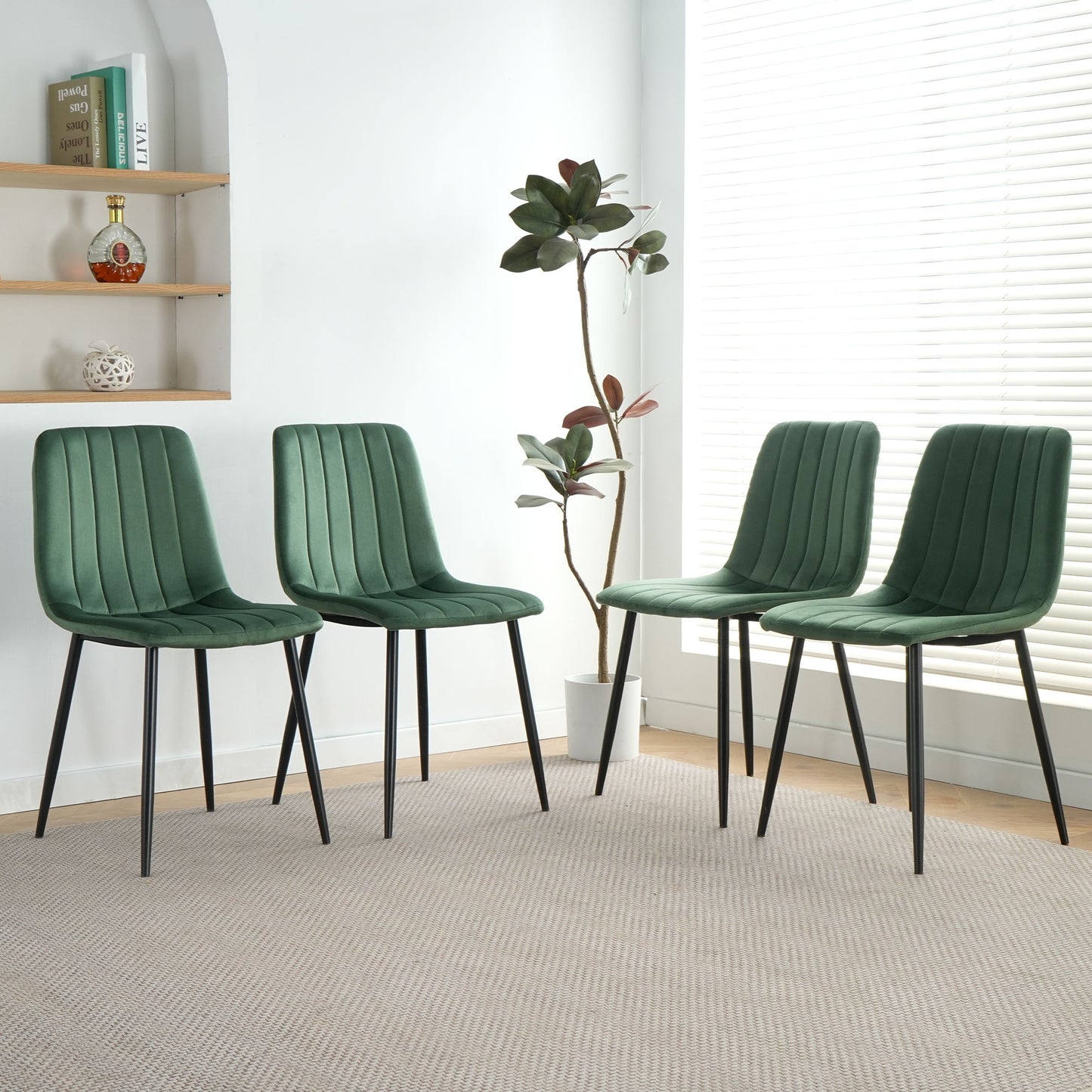 Dining Chair, Modern Kitchen Dining Chair With Cushion Back, Upholstered Side Chair With Coated Metal Legs, Family Kitchen Dining Room And Living Room (Set of 4)