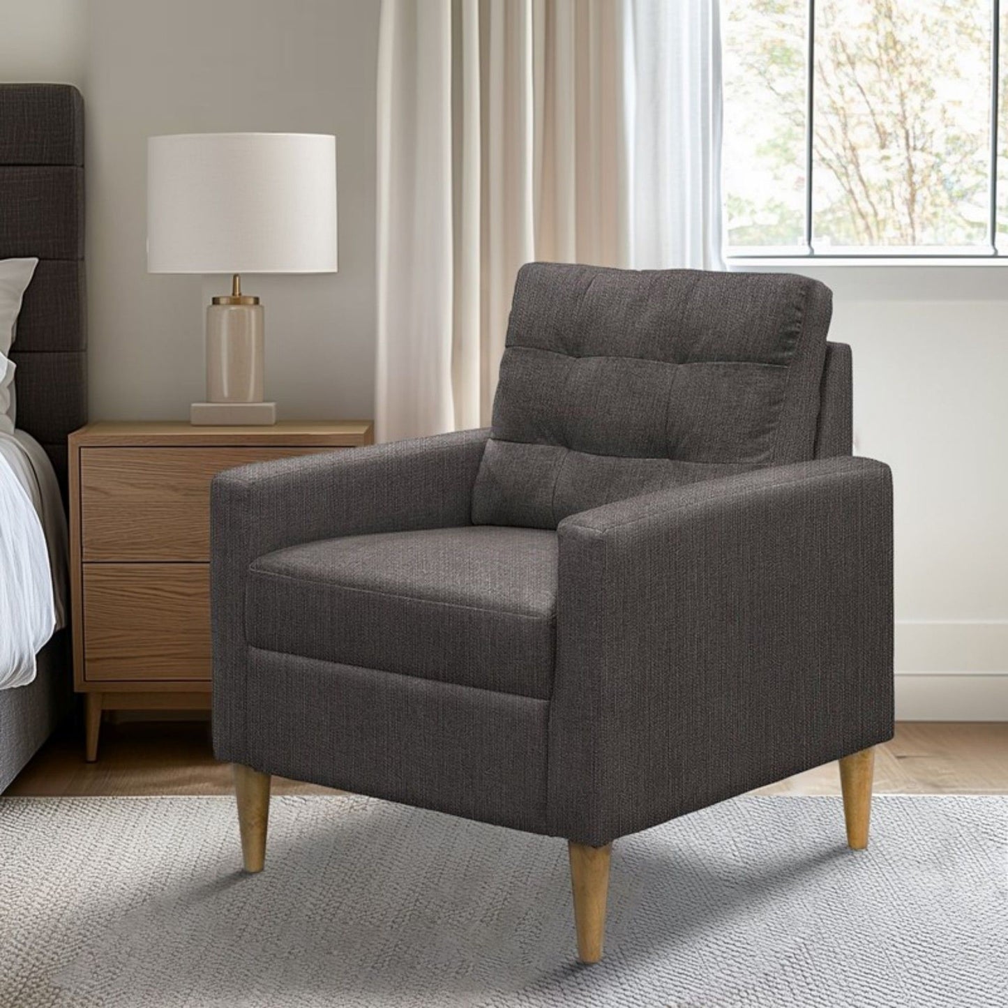 Tufted Back Accent Chair With Track Arm Silhouette - Gray