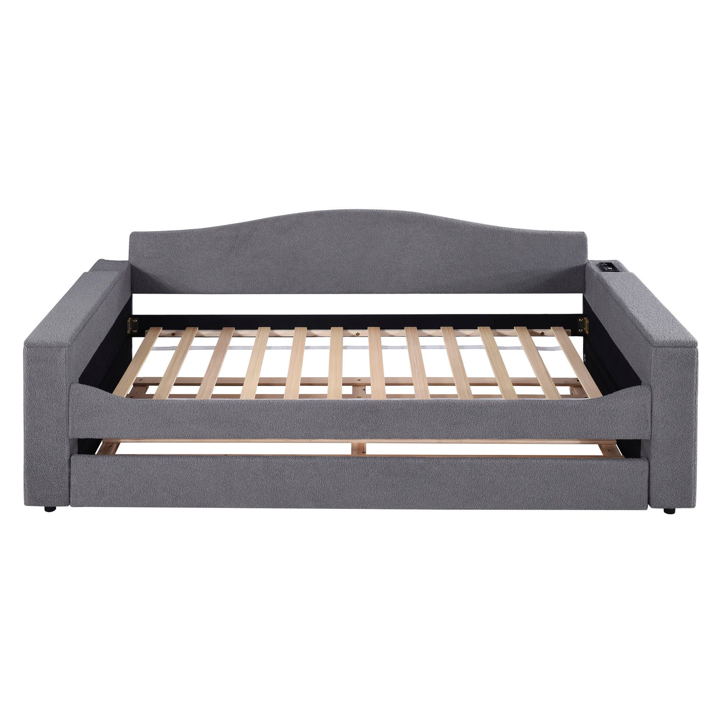 Upholstered Daybed With Storage Armrests, Trundle And Latest Integrated Bluetooth Audio System