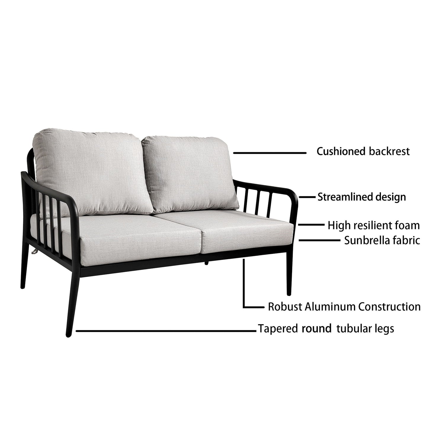 Outdoor Patio Modern Set With Removable Sunbrella Cushions And Table