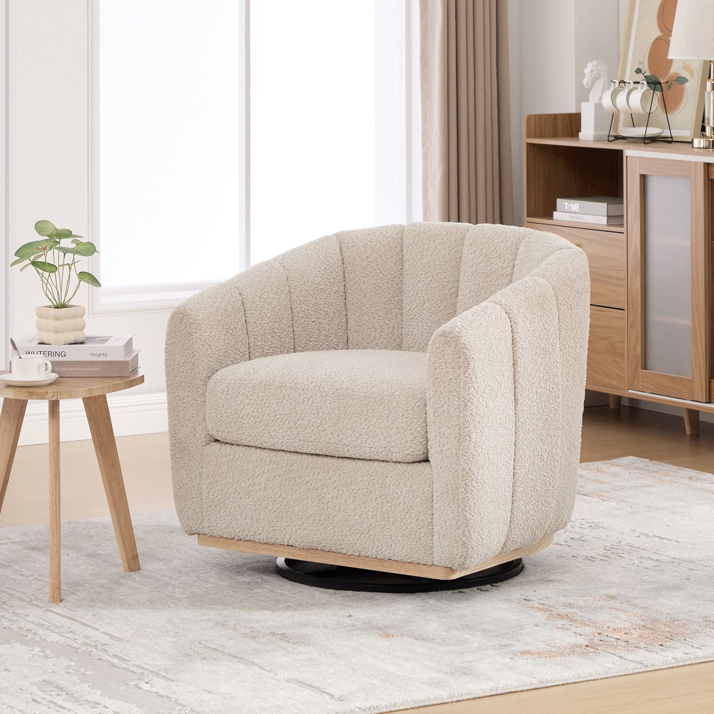 360° Swivel Upholstered Barrel Chair