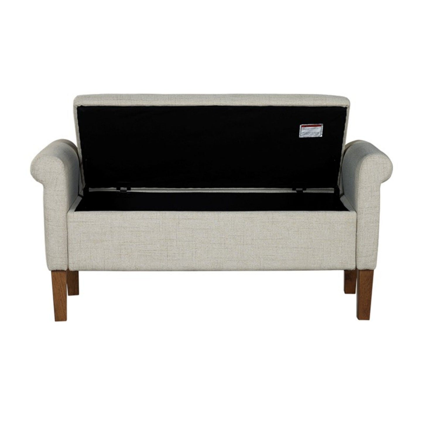 Upholstered Storage Bench With Rolled Armrests