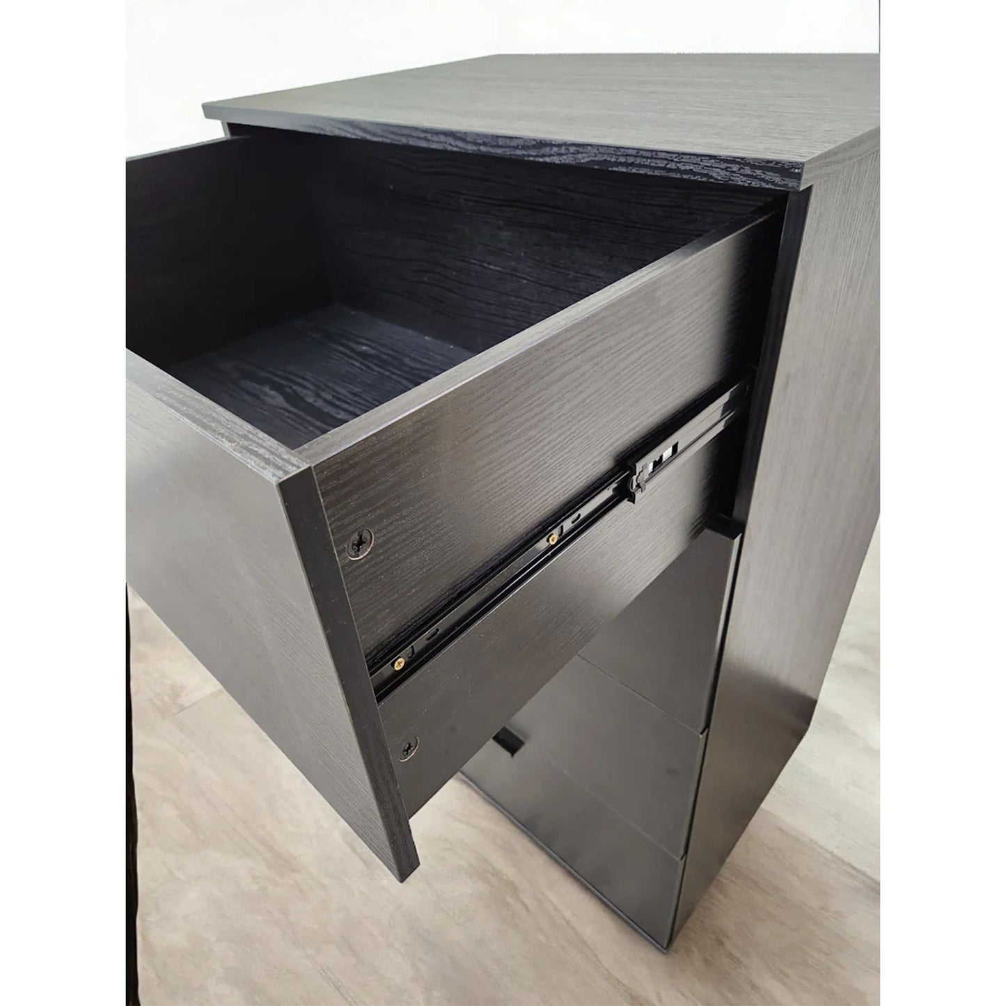 Oliver - 4 Drawer Jumbo Chest With Weathered And Full Extension Slides - Black