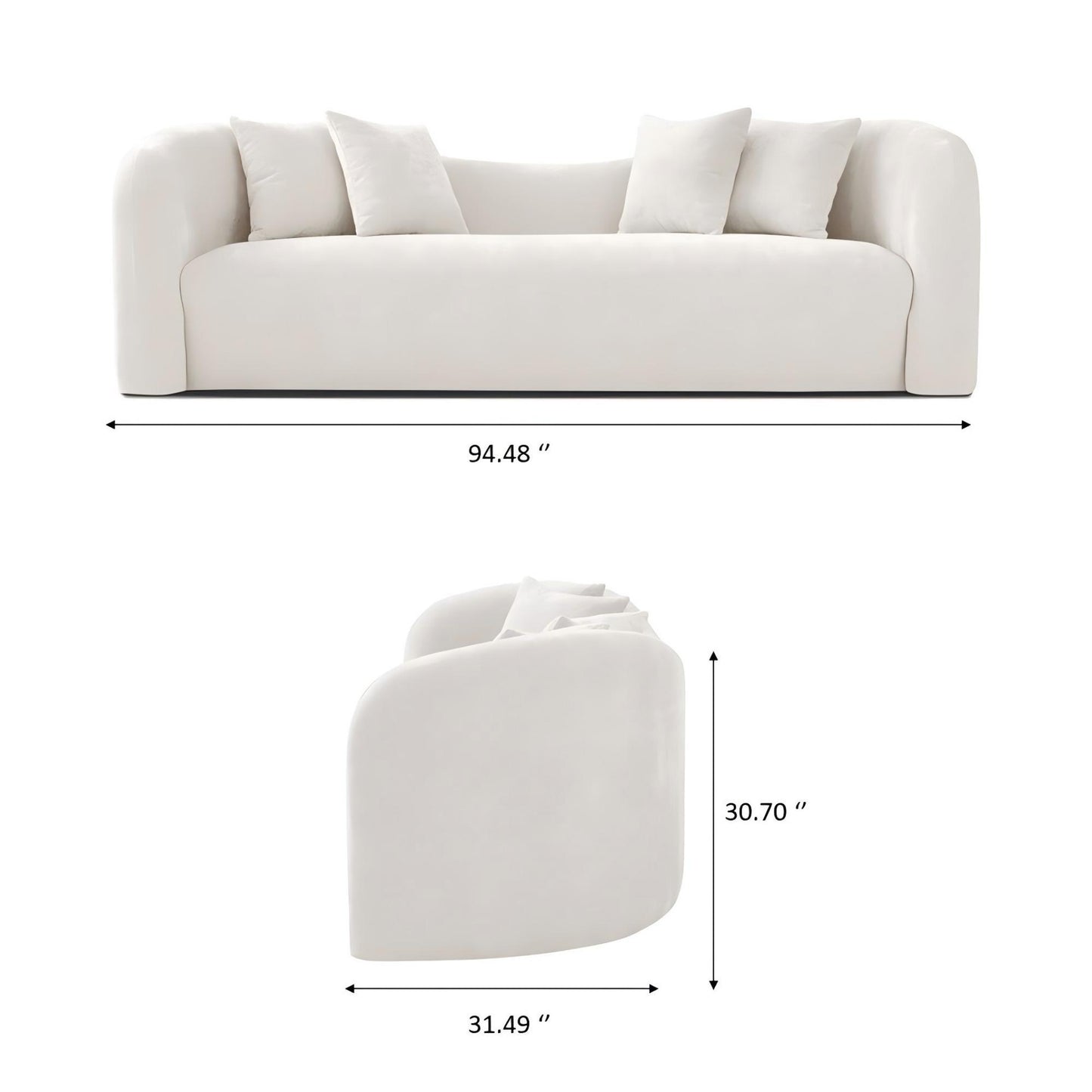 Mason - Mid Century Modern Luxury Tight Back Curvy Couch
