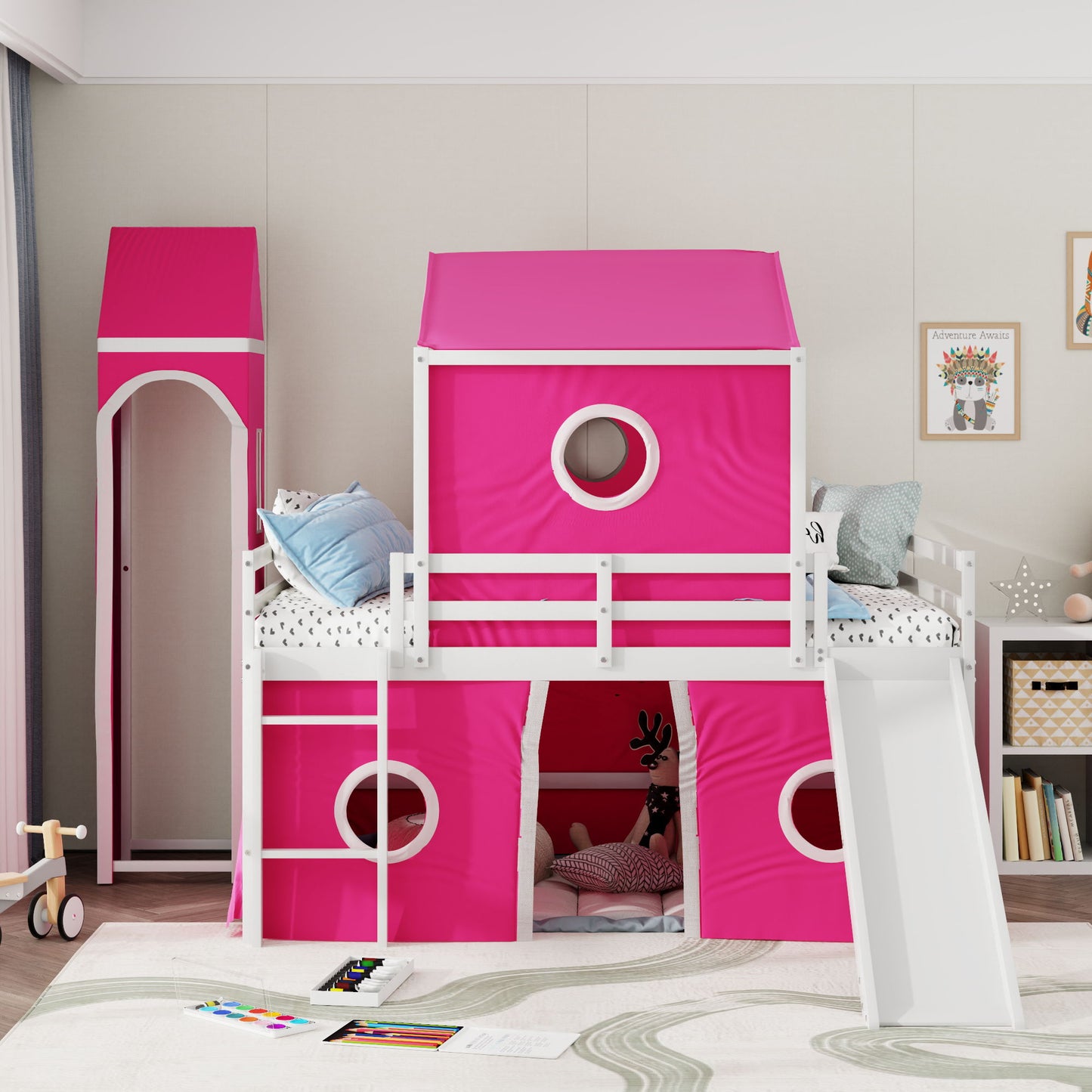 Loft Bed & Slide Tent And Tower
