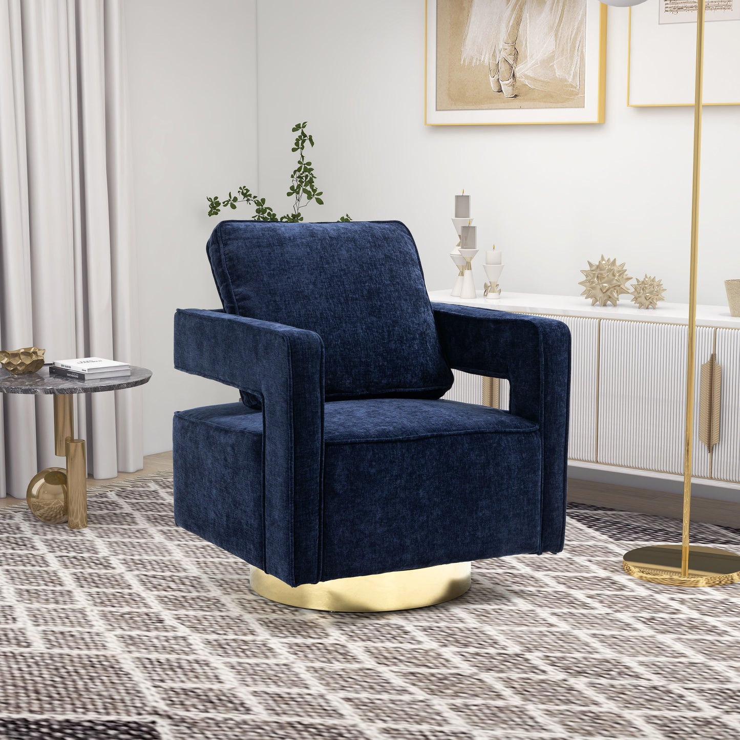 Swivel Accent Open Back Chair Modern Comfy Sofa Chair With Base
