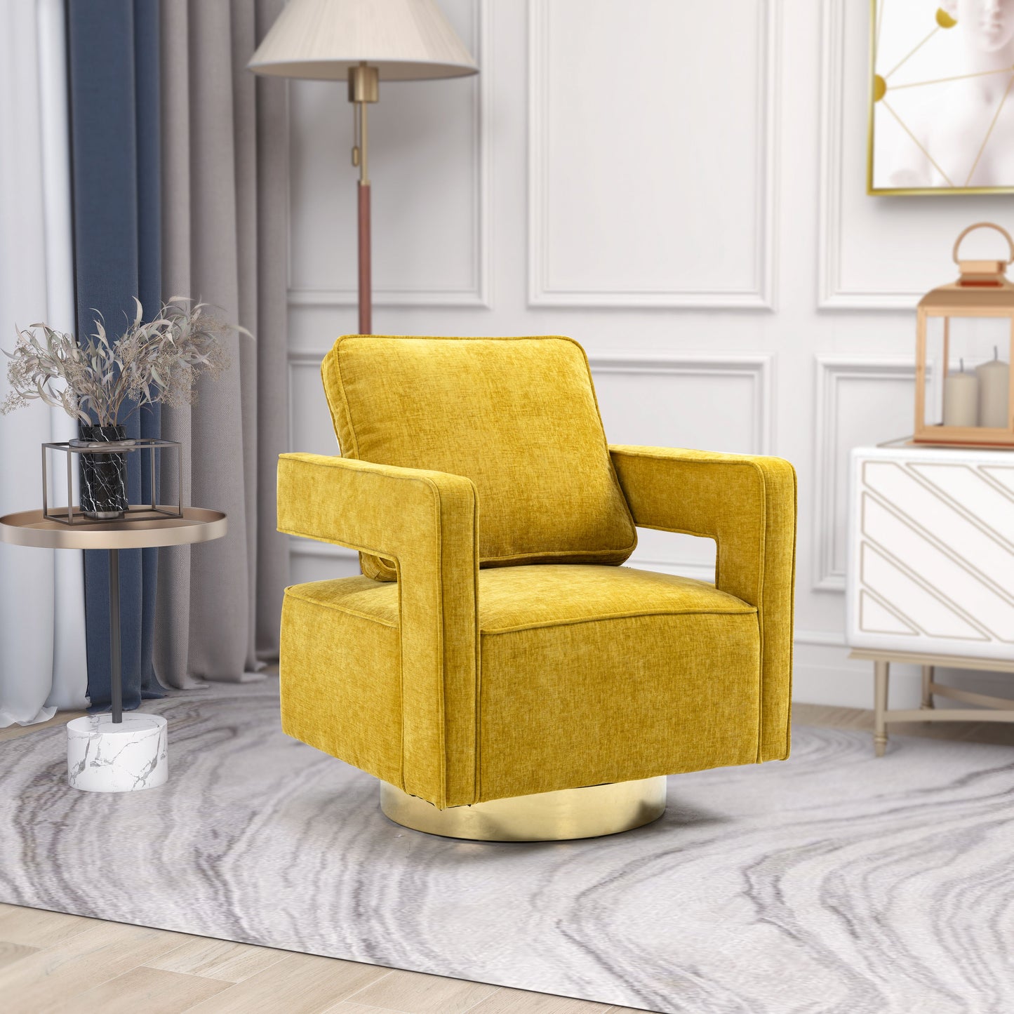Swivel Accent Open Back Chair Modern Comfy Sofa Chair With Base