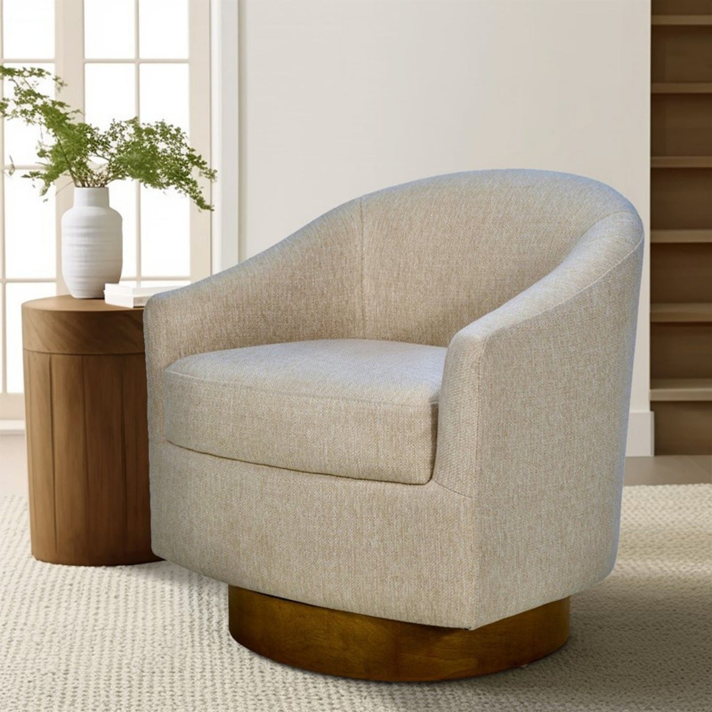 Upholstered Swivel Chair - Natural