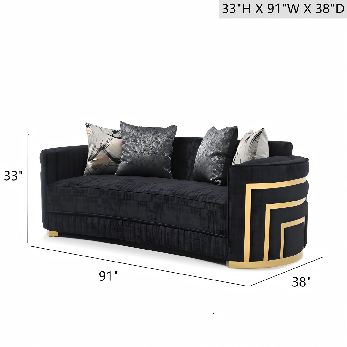 Soledad - Sofa With Upholstery And Hued Accents - Black