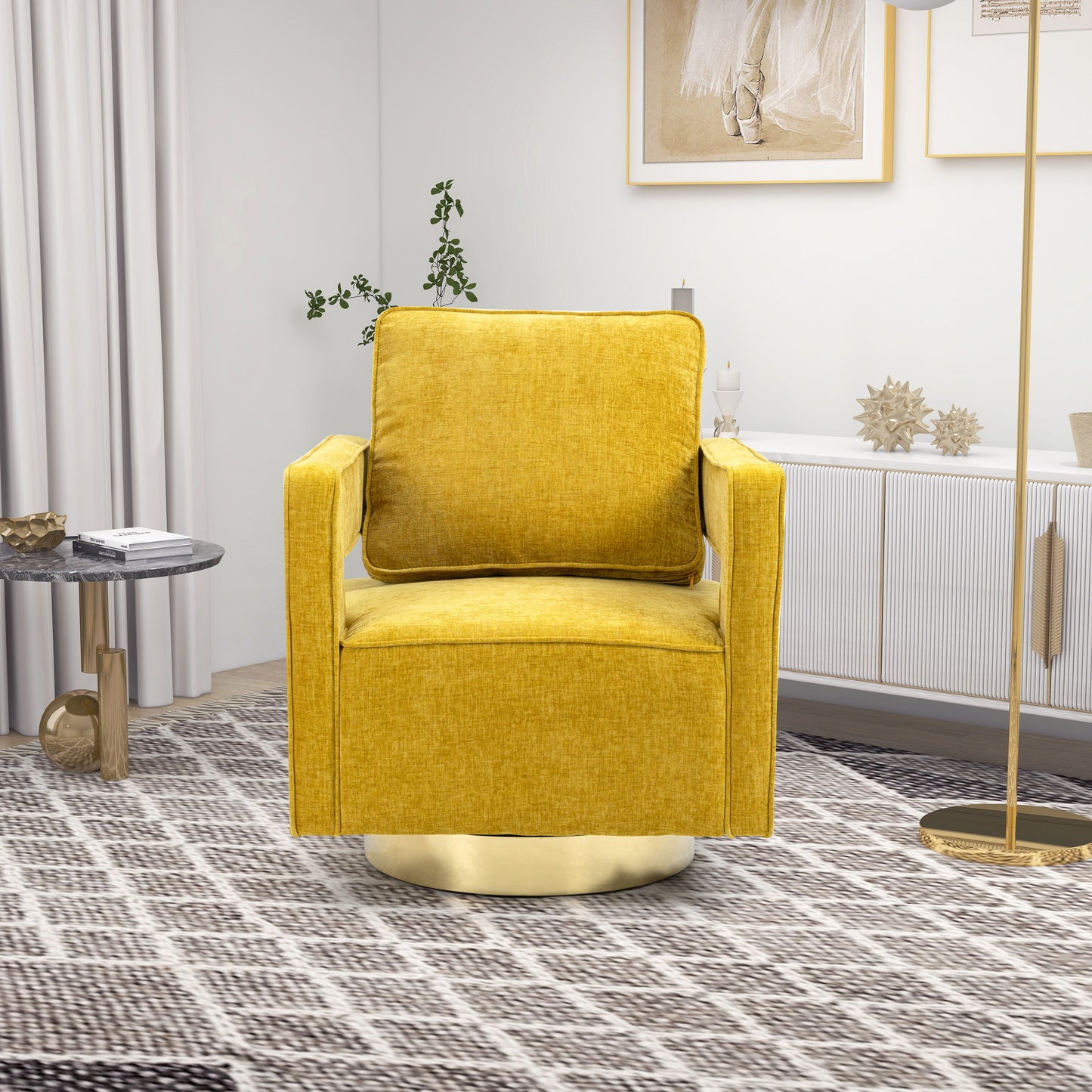 Swivel Accent Open Back Chair Modern Comfy Sofa Chair With Base