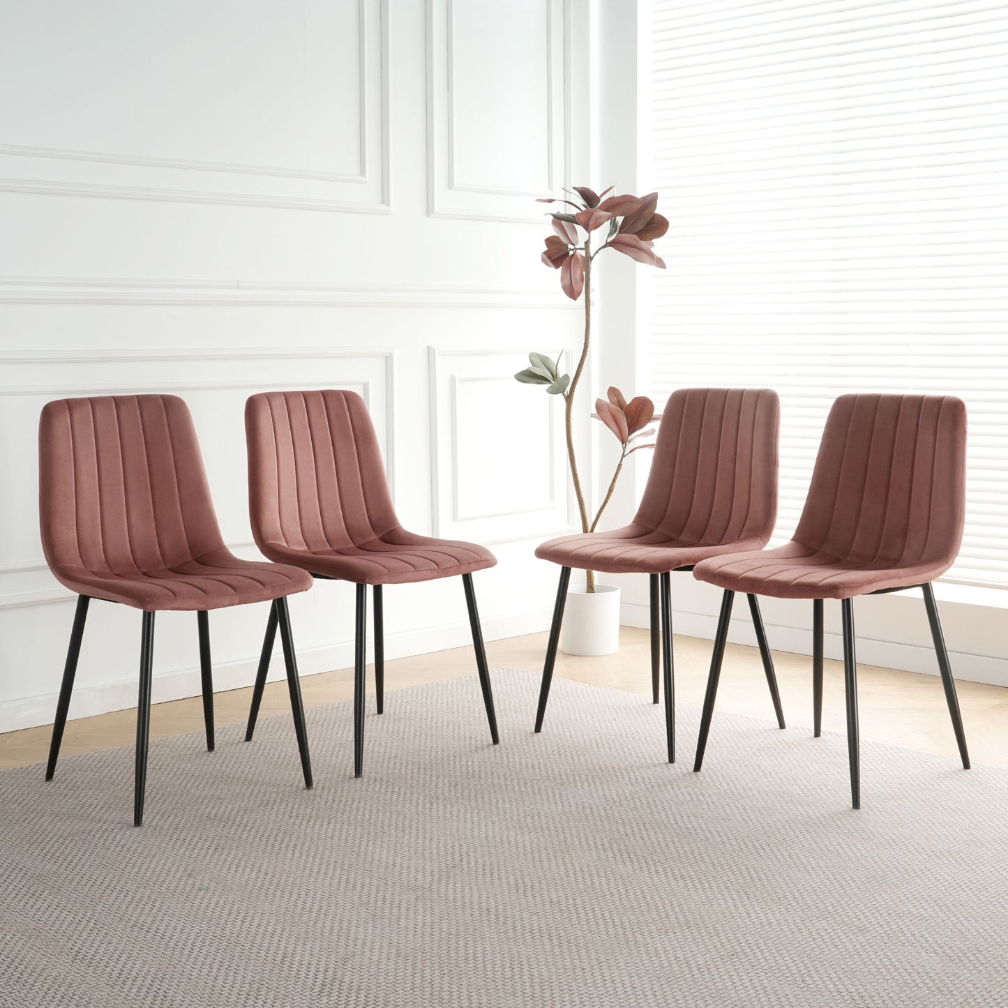 Dining Chair, Modern Kitchen Dining Chair With Cushion Back, Upholstered Side Chair With Coated Metal Legs, Family Kitchen Dining Room And Living Room (Set of 4)