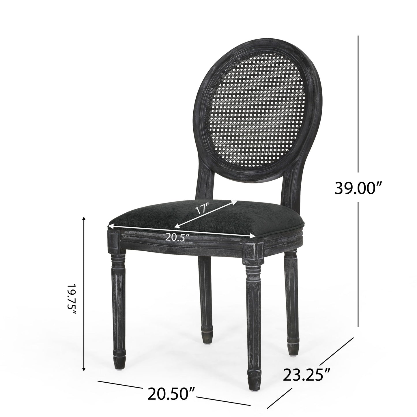 French Country Dining Chair With Cane Backrest (Set of 2)