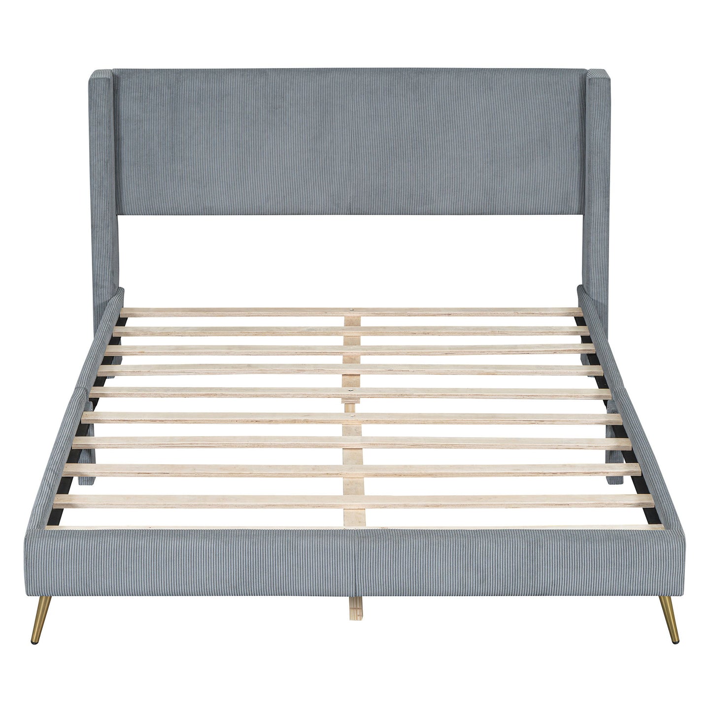 Platform Contemporary Bed With Legs And Upholstered Headboard