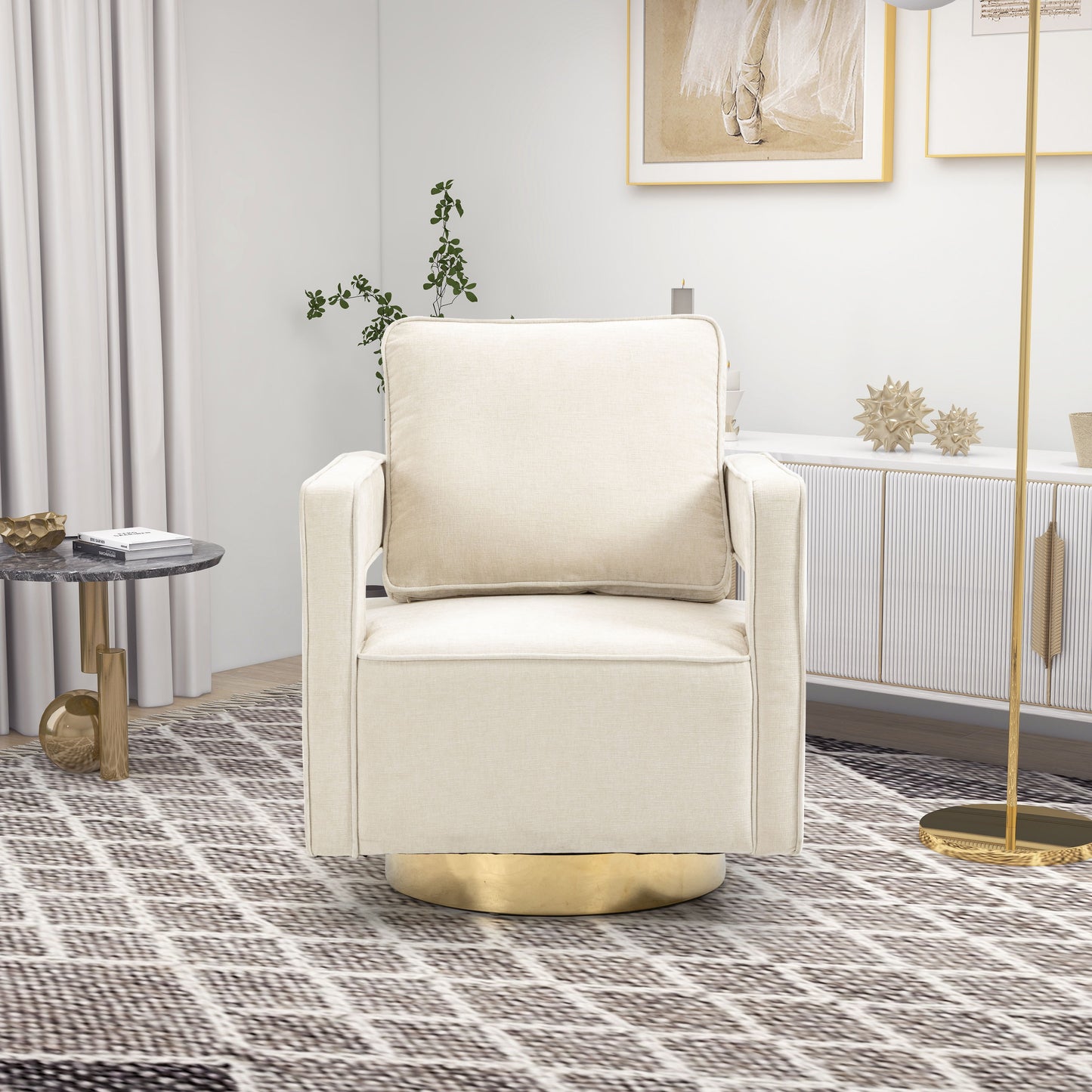 Swivel Accent Open Back Chair Modern Comfy Sofa Chair With Base
