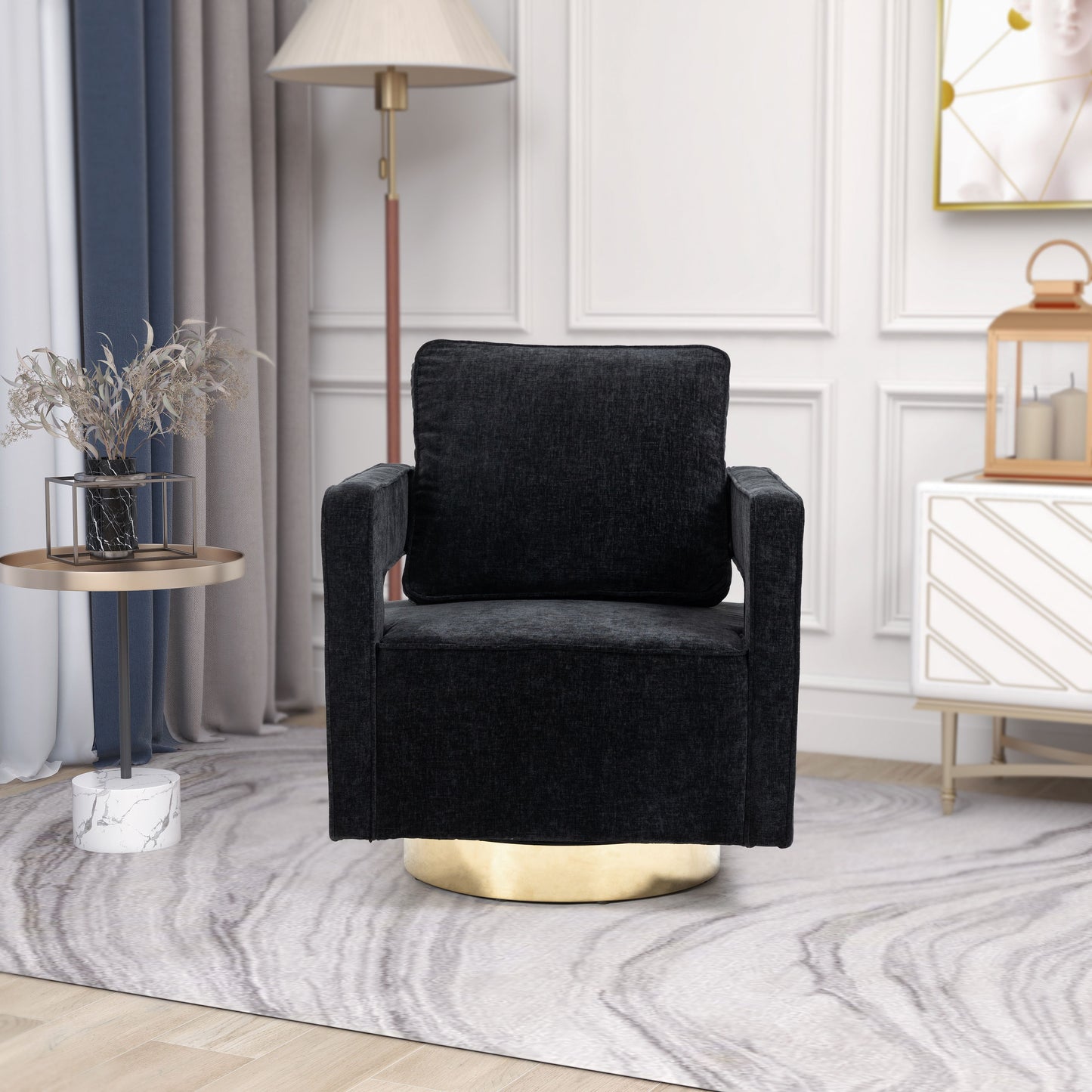Swivel Accent Open Back Chair Modern Comfy Sofa Chair With Base