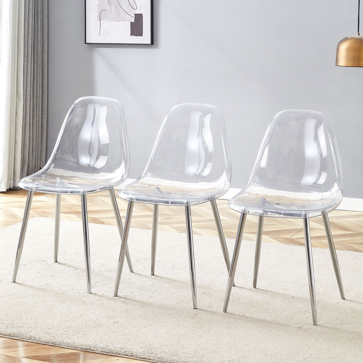 Modern Transparent Ergonomic Dining Chair With Metal Legs And Comfortable Design