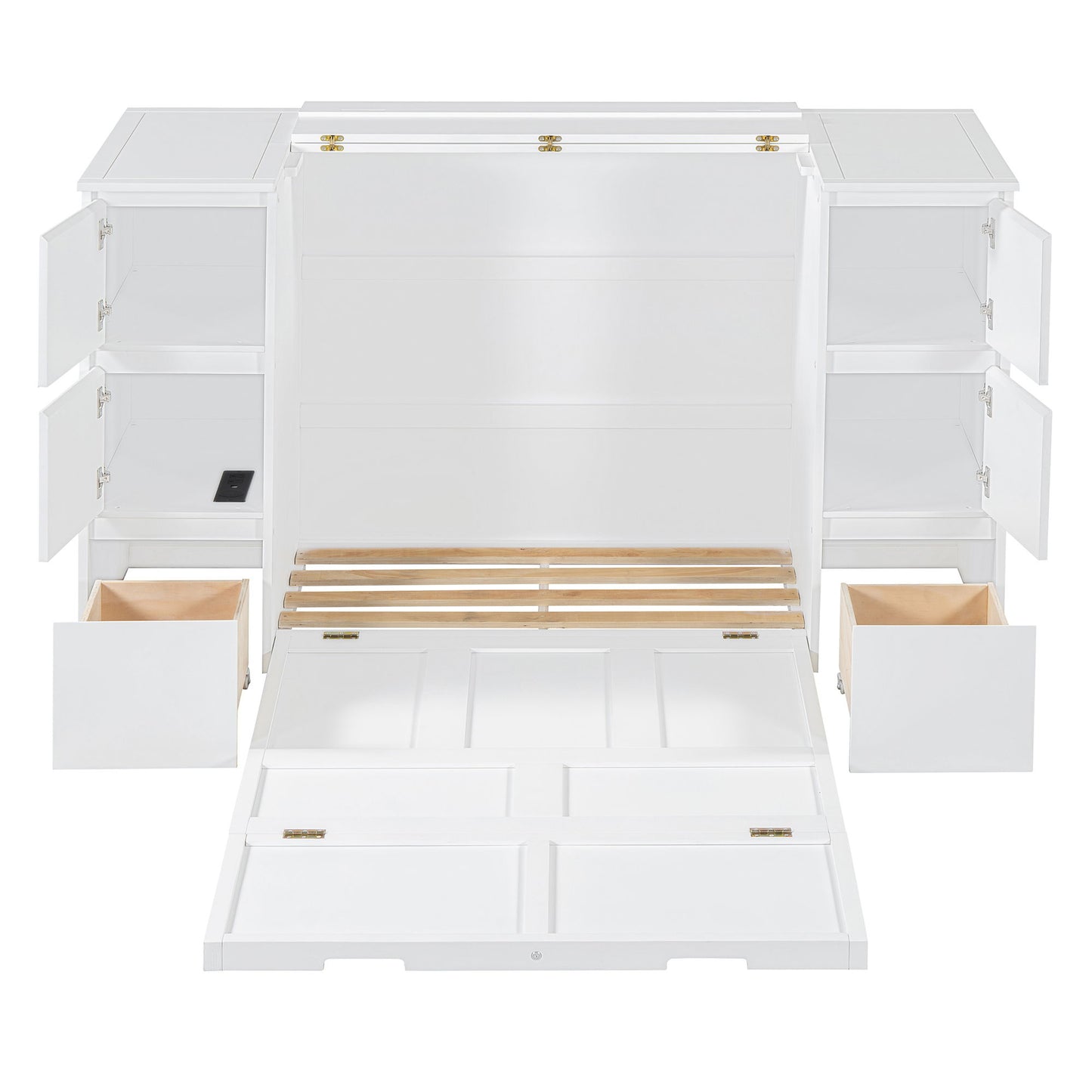 Murphy Bed With Drawers, Cabinets, And USB Ports