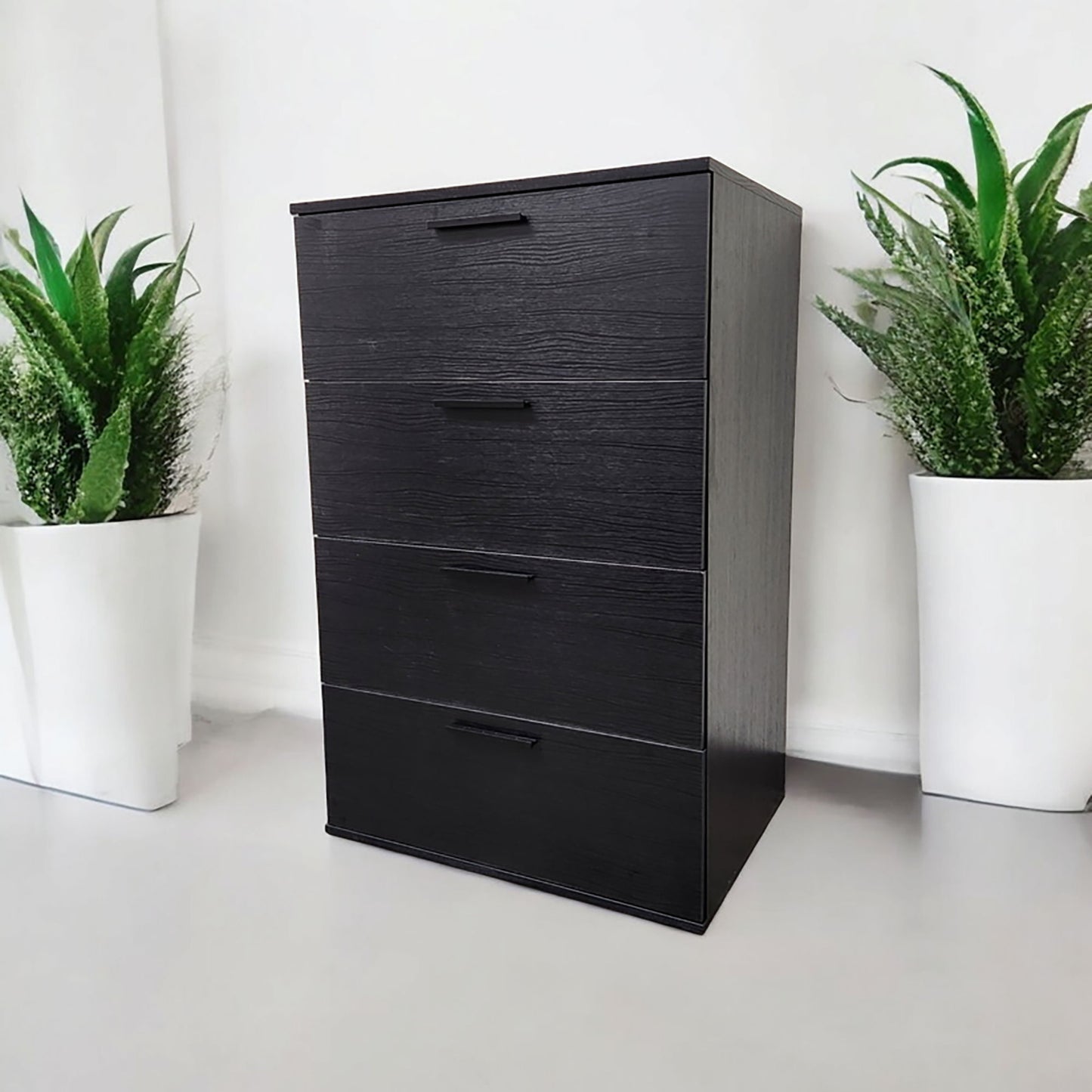 Oliver - 4 Drawer Jumbo Chest With Weathered And Full Extension Slides - Black