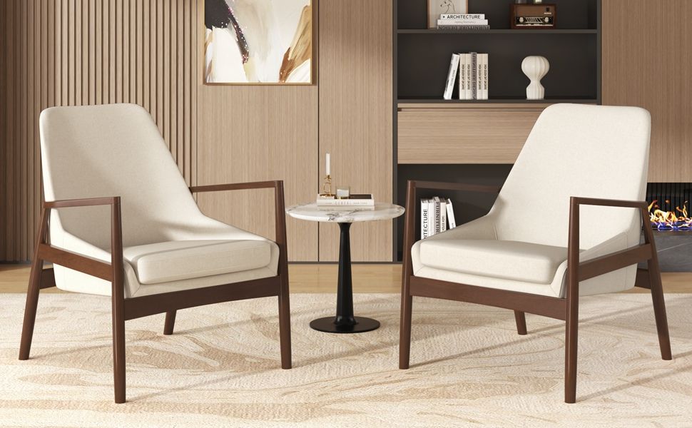 Mid-Century Modern Accent Armchair With High Back