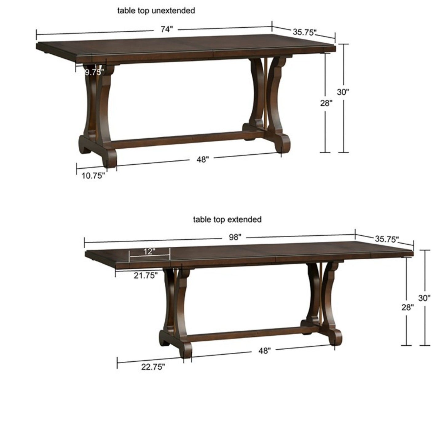Rectangle Extension Dining Table - Brown