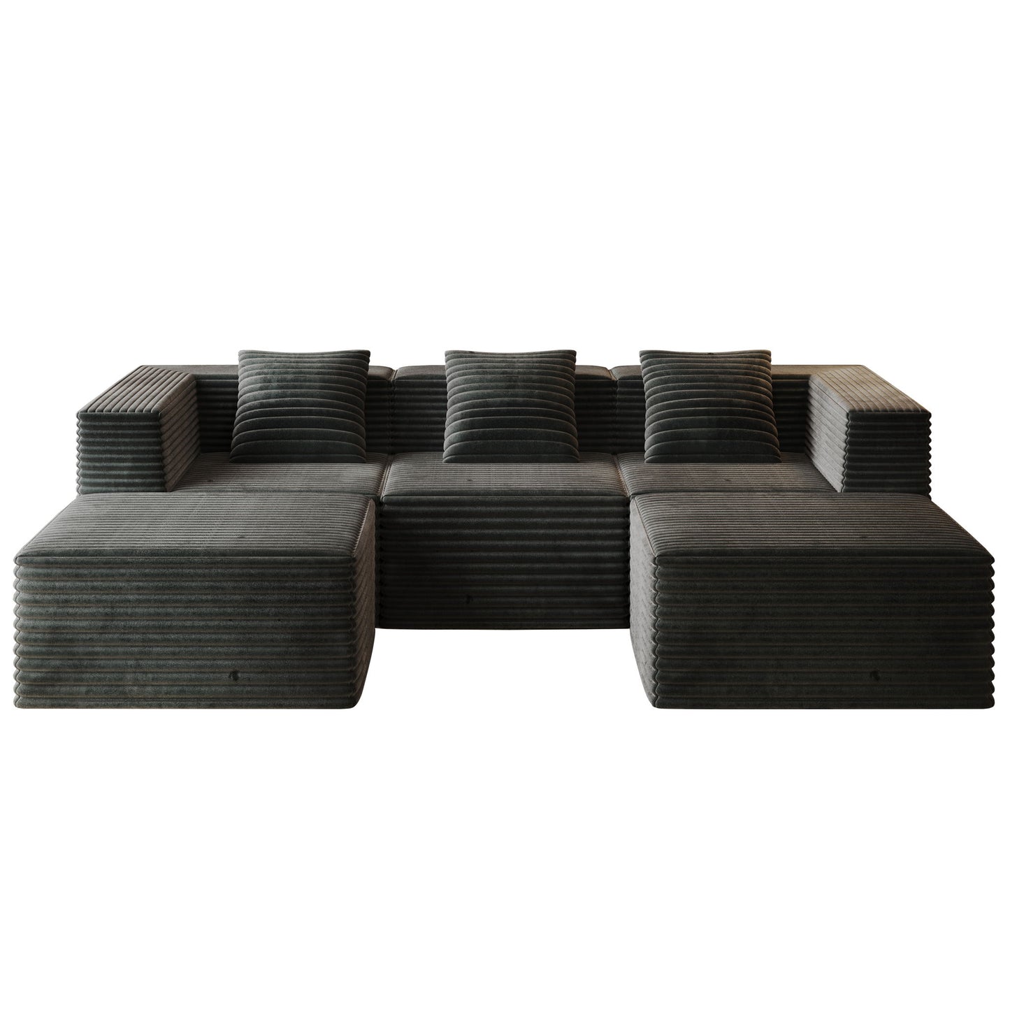 Compression Sofa With 2 Ottomans