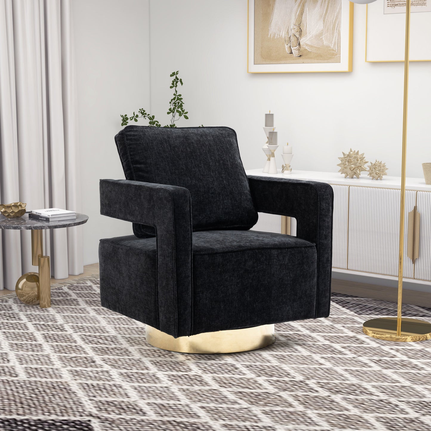 Swivel Accent Open Back Chair Modern Comfy Sofa Chair With Base