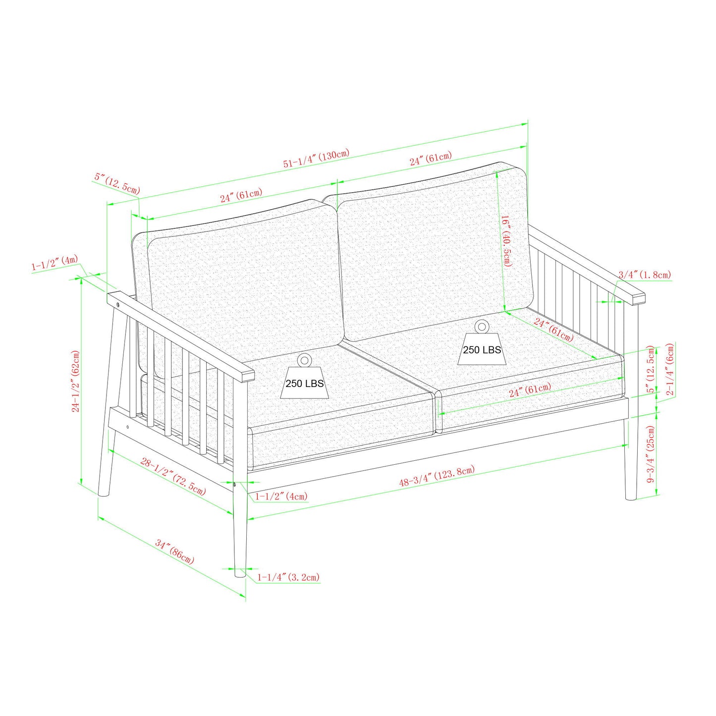 Contemporary Cushioned Patio Triple Lounge