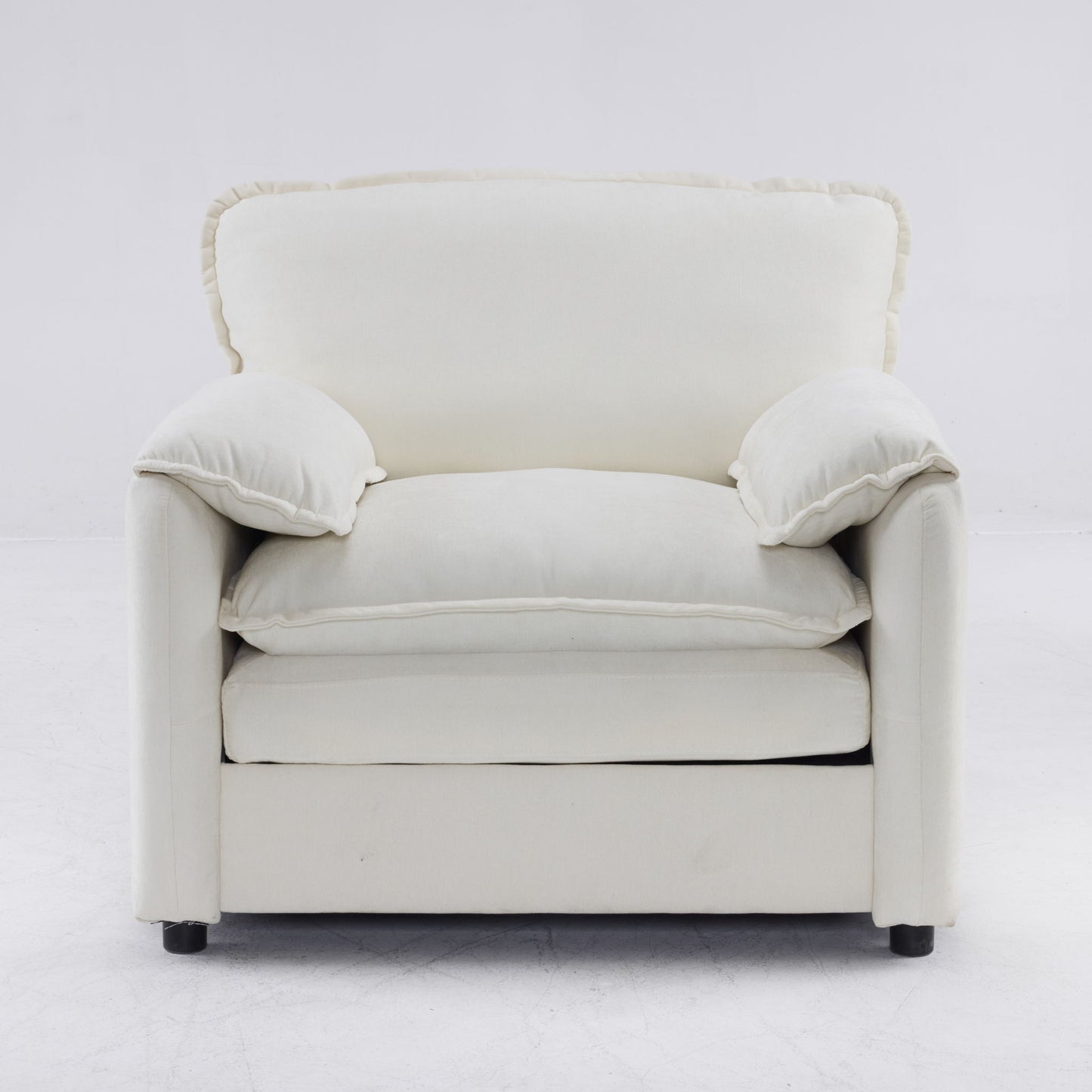 Oversized Reading Armchair With Thick Cushions, High Back Support