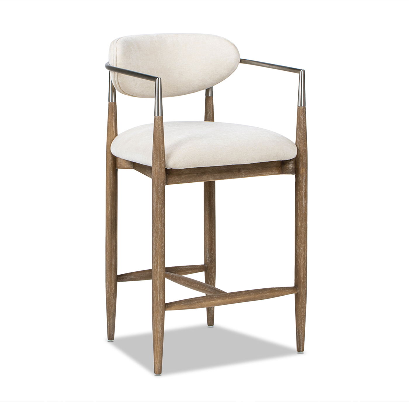 Artemis - Mixed Material Upholstered Counter Stool - Warm White