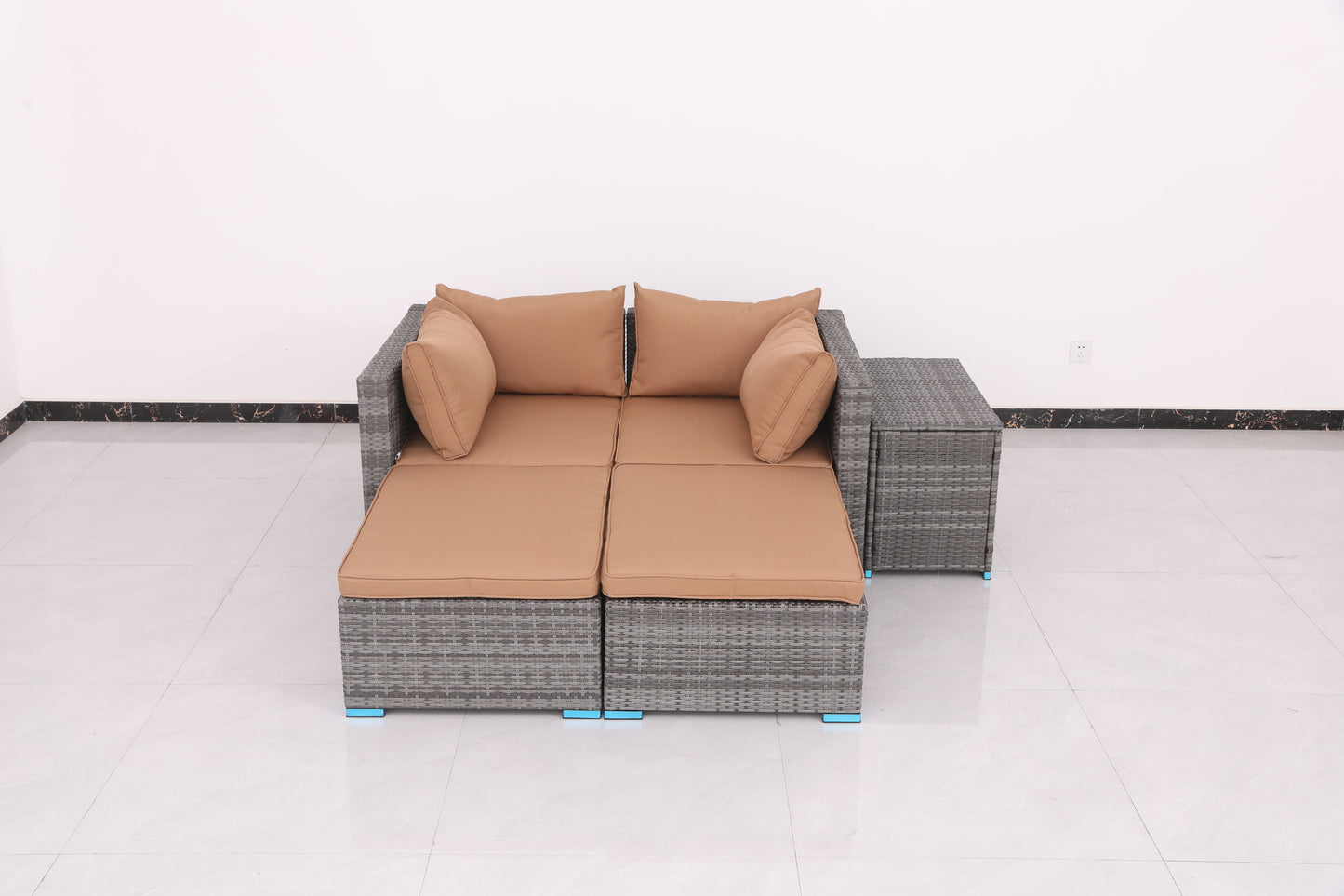Patio Sofa Daybed With Cushions - Brown