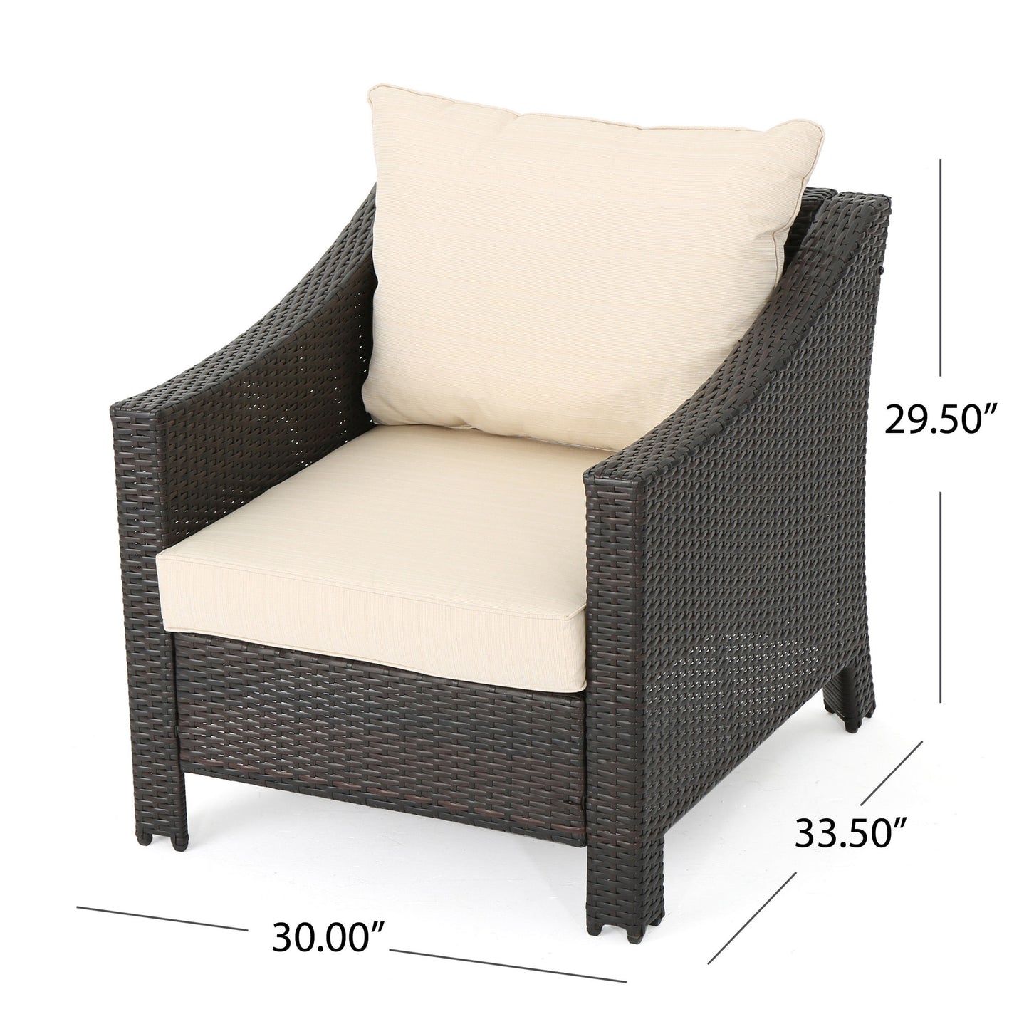 Antibes - 4 Pieces Wicker Chat Set - Brown / Beige