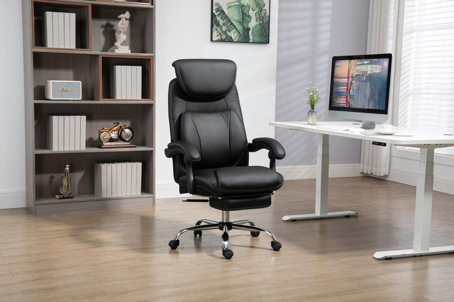 Big And Tall Office Chair, High Back Ergonomic Office Chair With Footrest, Executive Office Chair For Back Pain Relief - Black