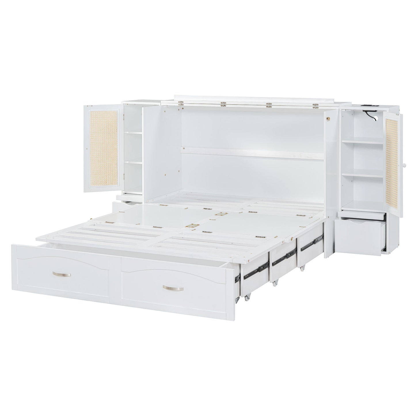 Murphy Wall Bed With Drawer And Rattan Decoration