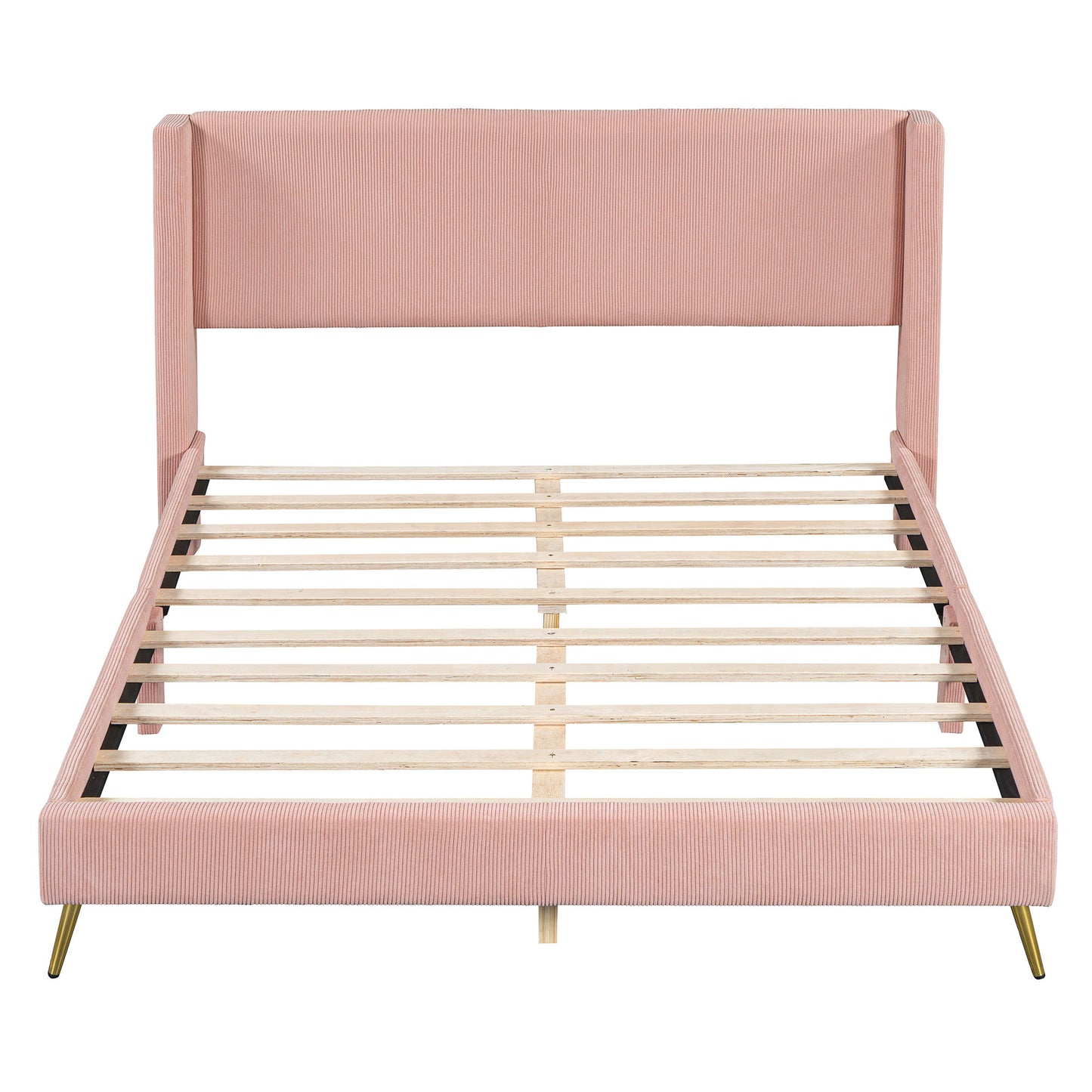 Platform Contemporary Bed With Legs And Upholstered Headboard