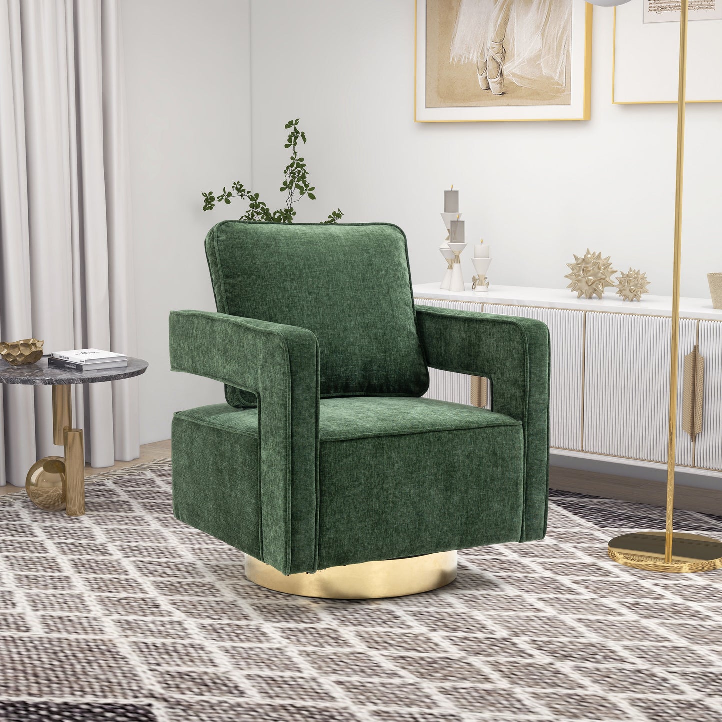 Swivel Accent Open Back Chair Modern Comfy Sofa Chair With Base