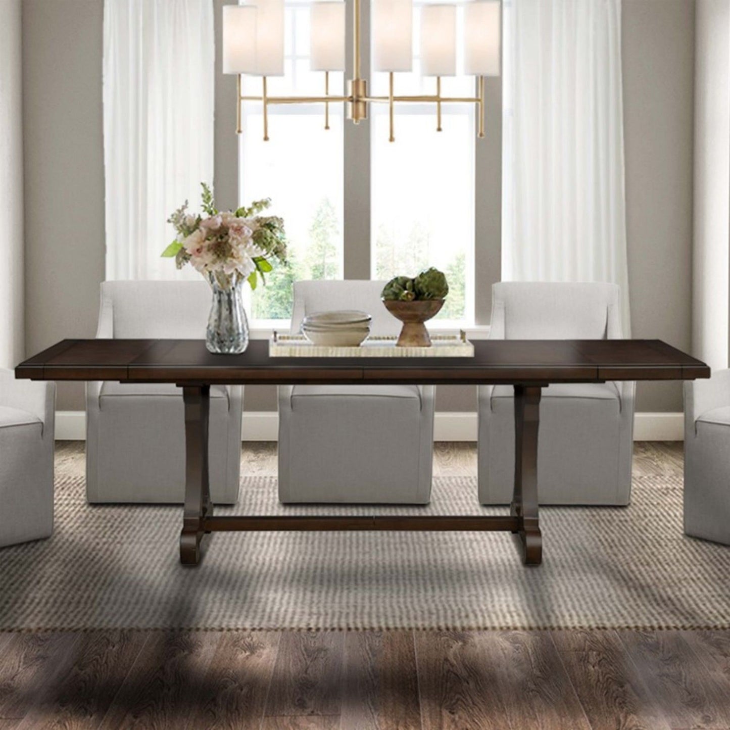 Rectangle Extension Dining Table - Brown
