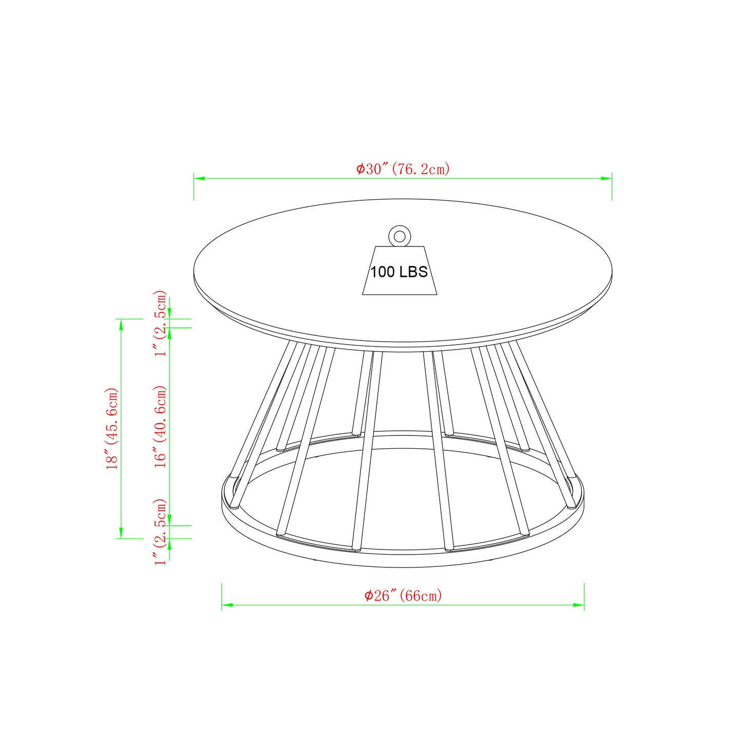 Modern Round Coffee Table With Metal Base - White / Gold