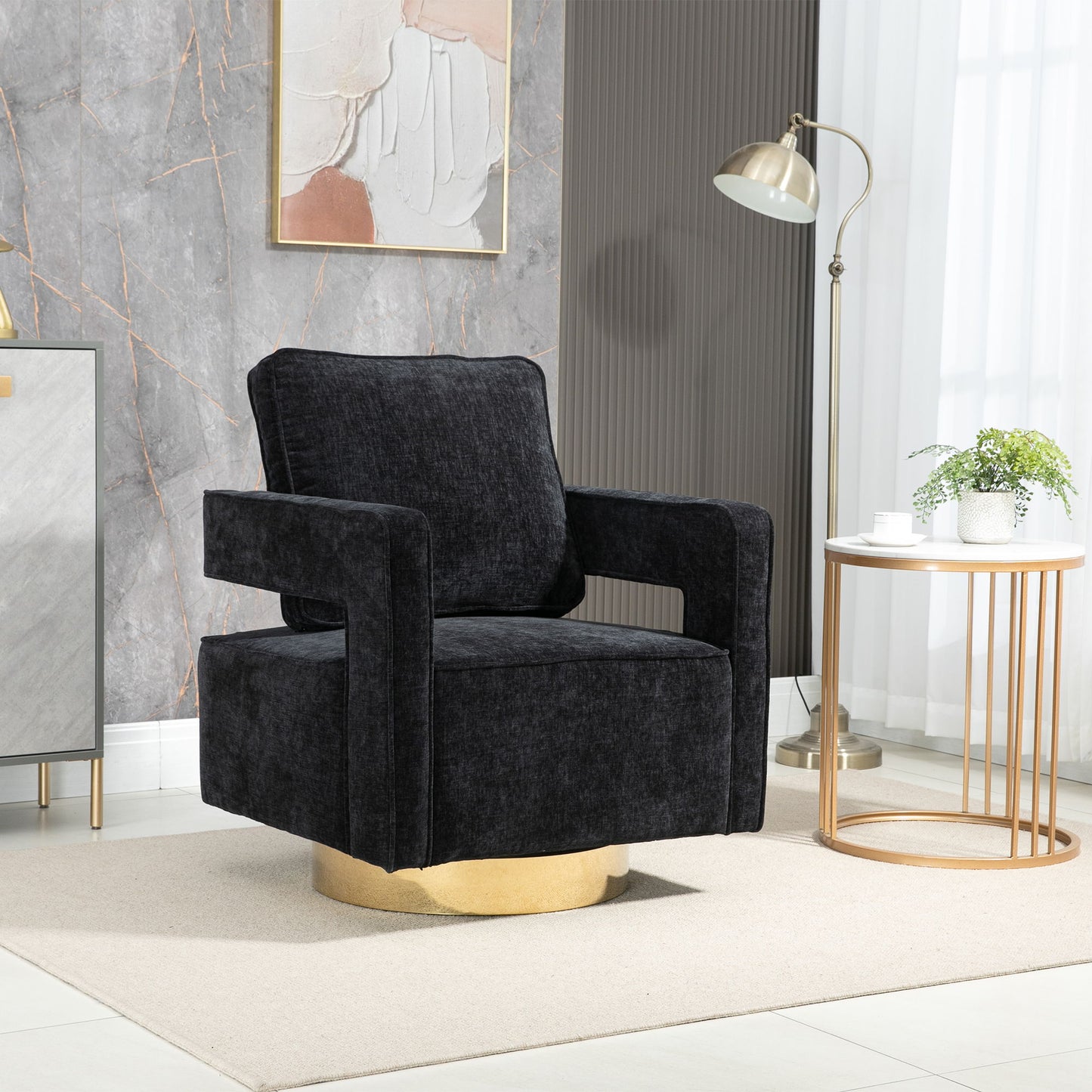 Swivel Accent Open Back Chair Modern Comfy Sofa Chair With Base