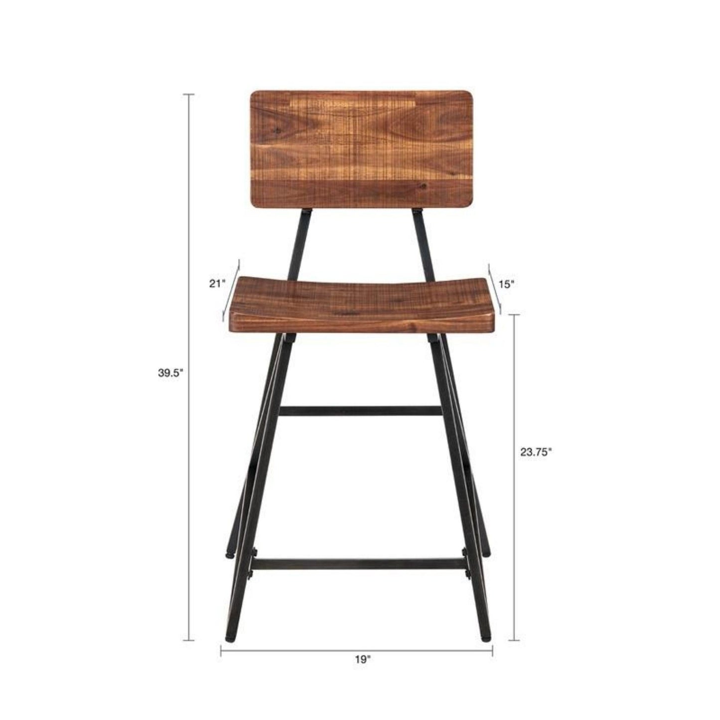 Trestle Counter Stool With Reclaimed - Reclaimed Brown / Gun Metal