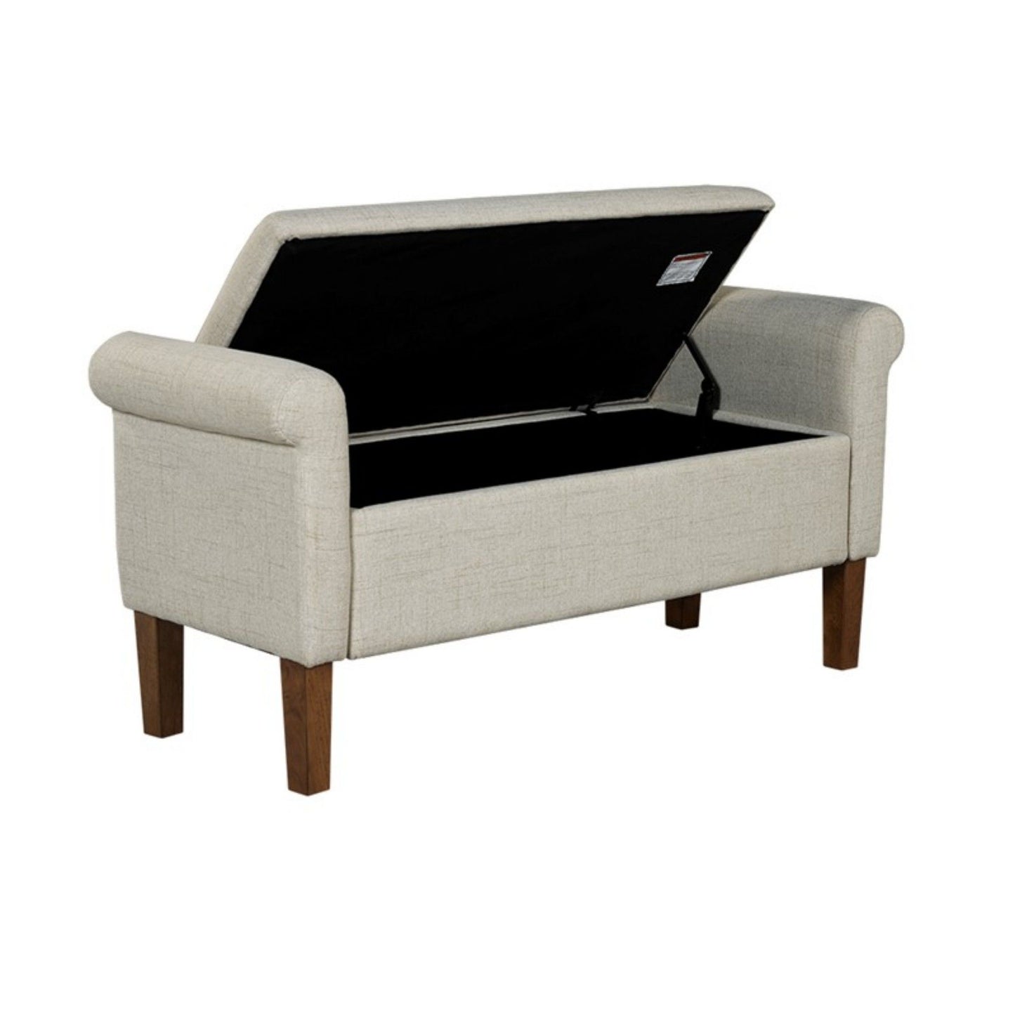 Upholstered Storage Bench With Rolled Armrests
