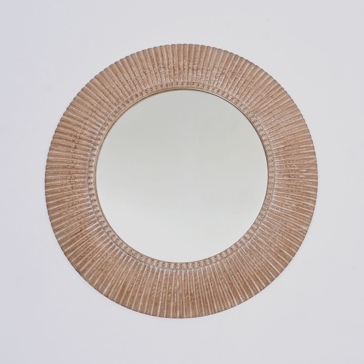 Handcarved Decorative Hanging Wall Mirror - Antique Brown / White