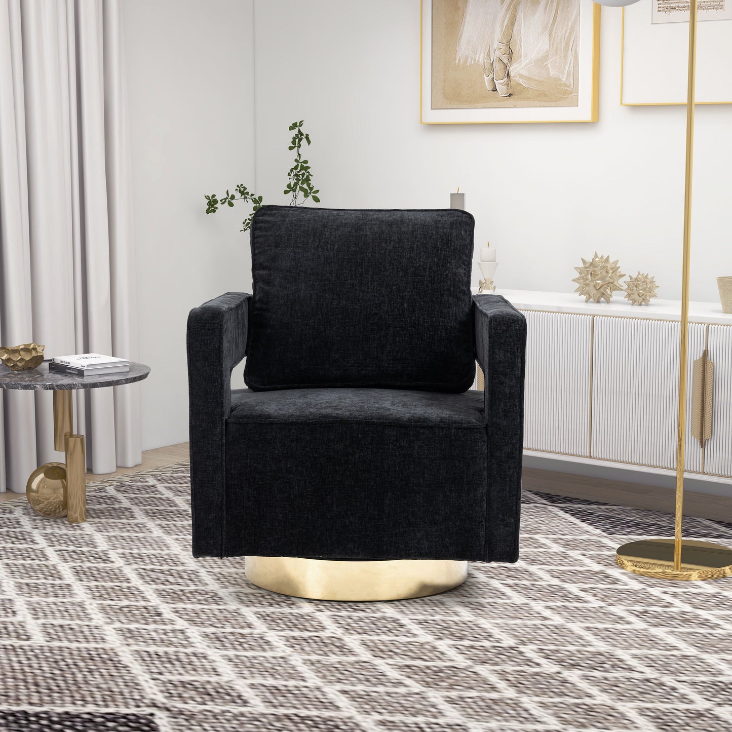 Swivel Accent Open Back Chair Modern Comfy Sofa Chair With Base