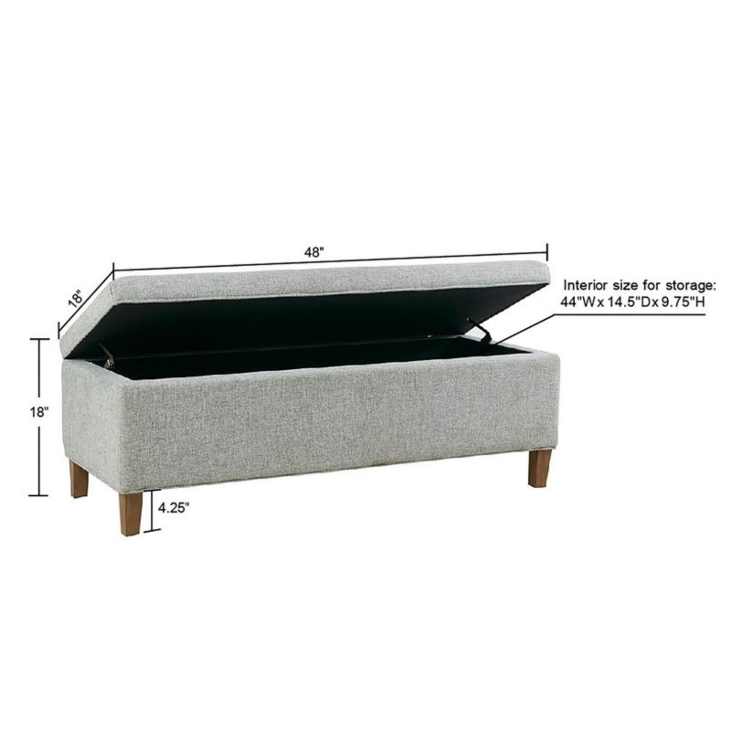 Marcie - Upholstered Storage Bench With Soft Close Lid - Blue