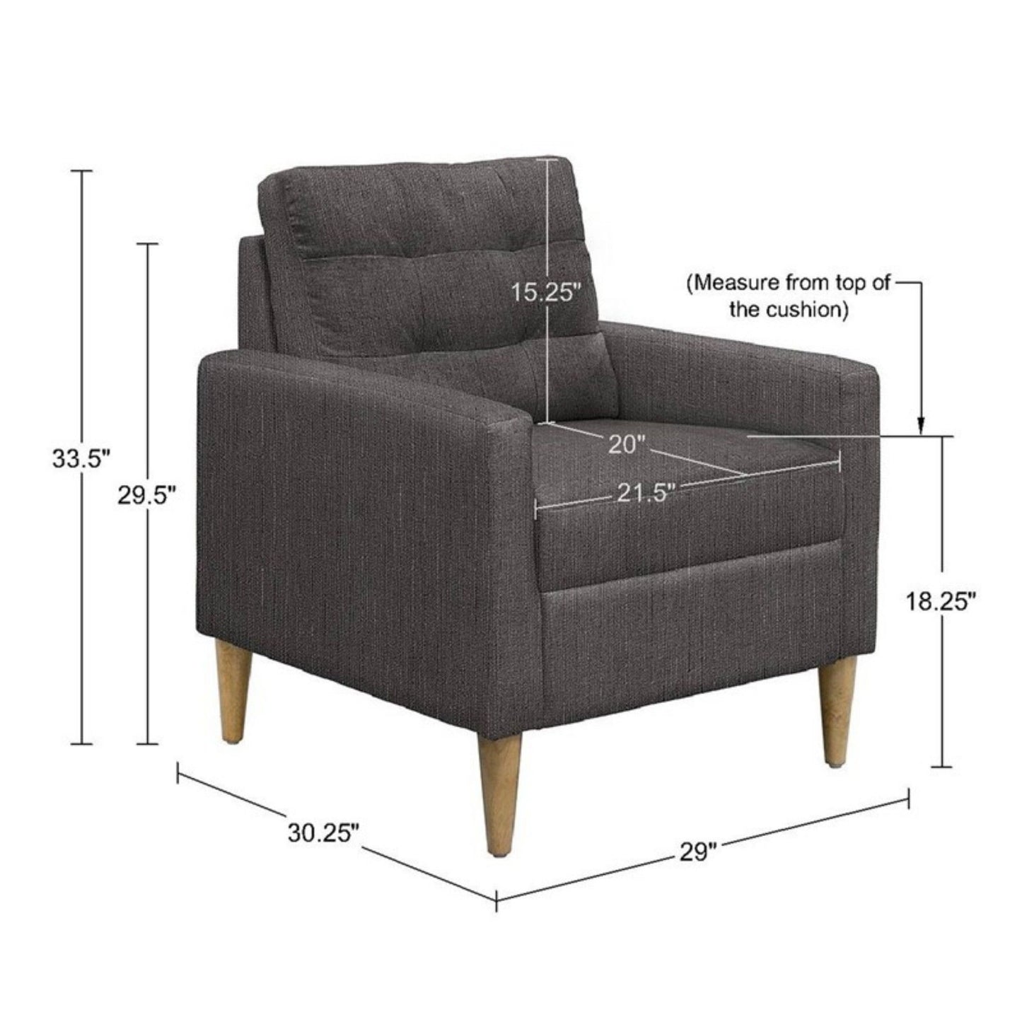 Tufted Back Accent Chair With Track Arm Silhouette - Gray