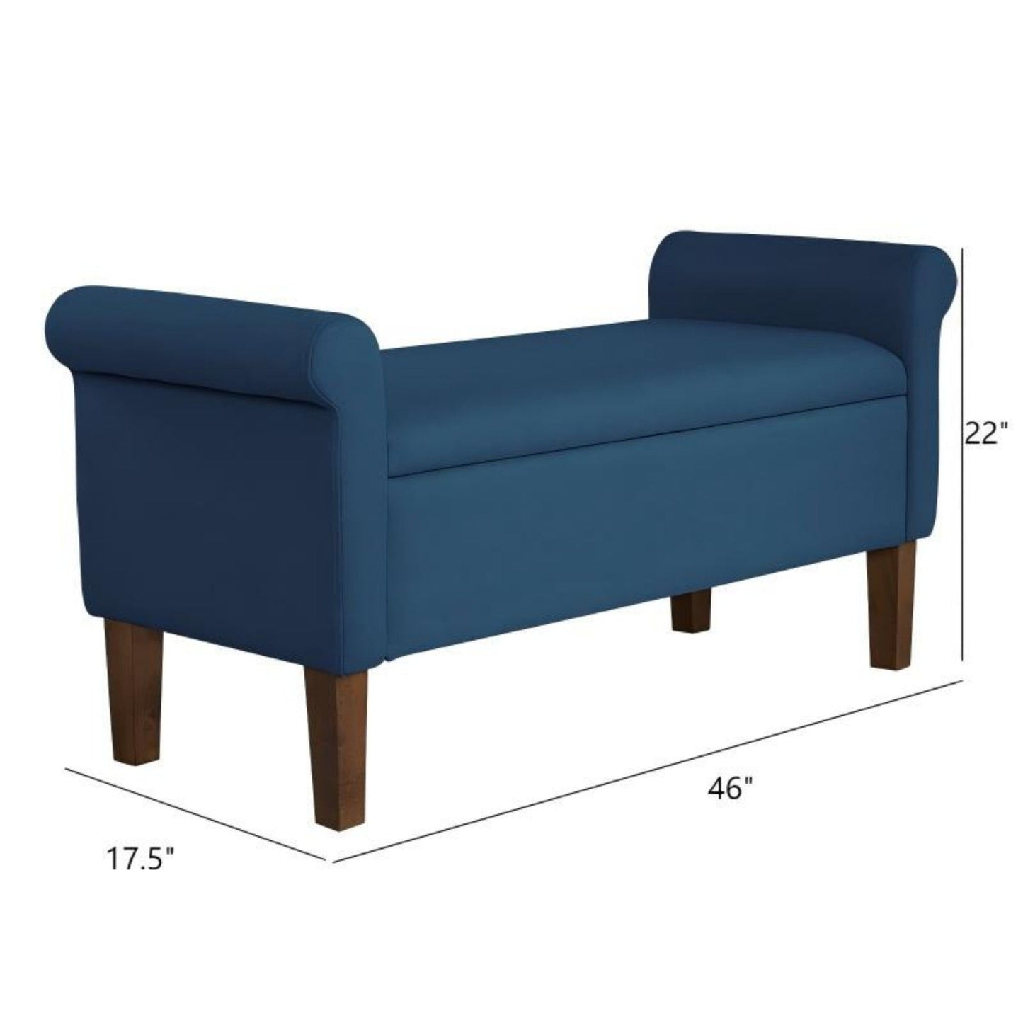 Upholstered Storage Bench With Rolled Armrests