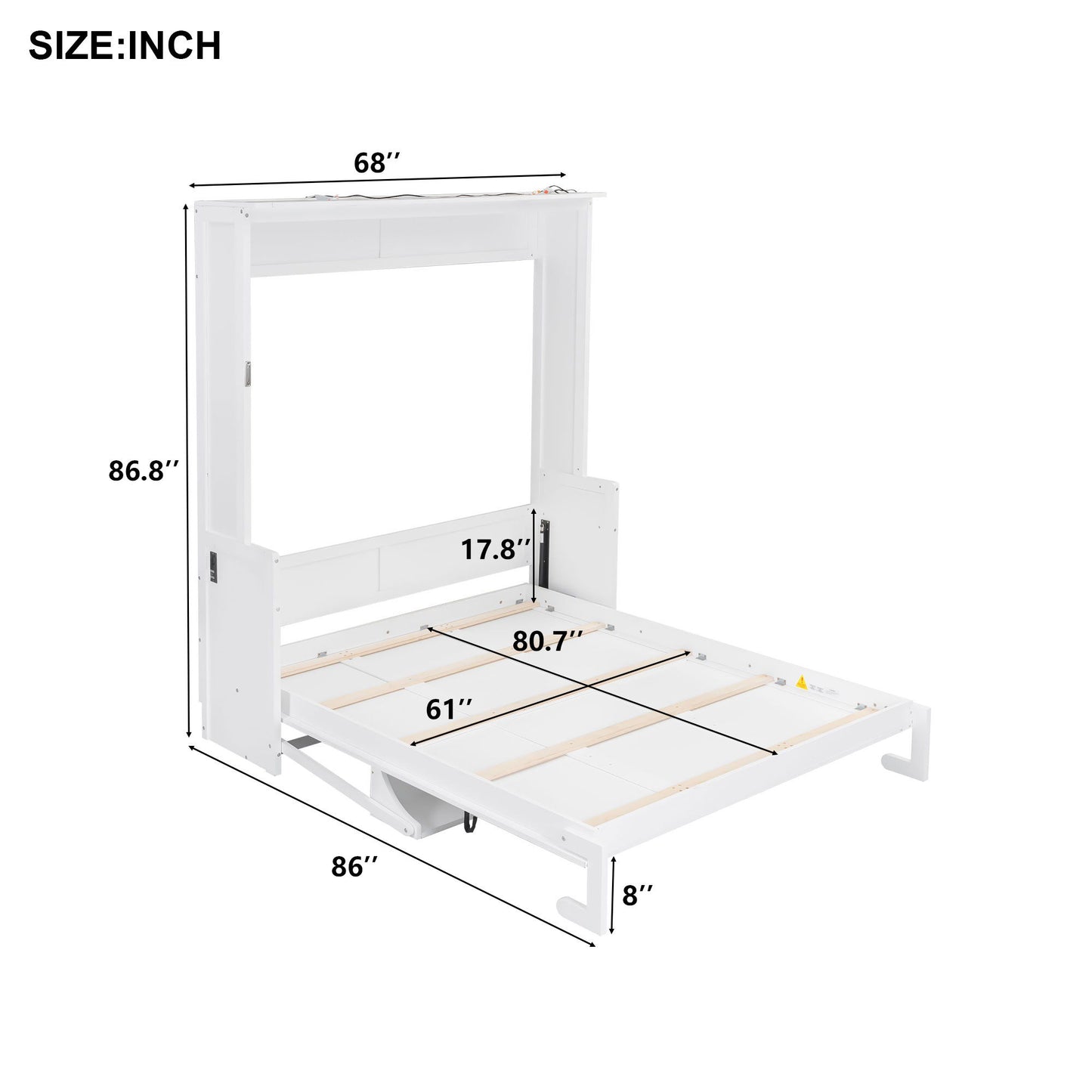 Murphy Bed With Desk, LED Lights & USB Charging Station