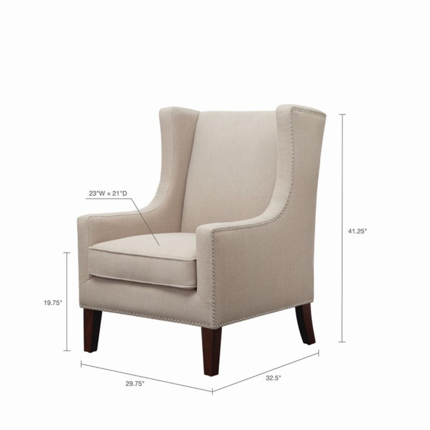 Barton - Wing Chair With Nail Head Accents