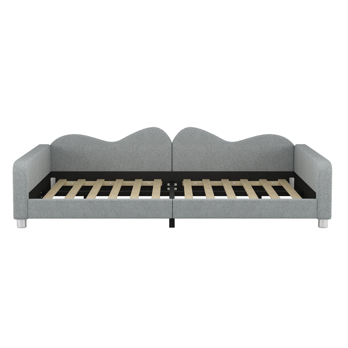Upholstered Daybed, Sherpa Fabric Sofabed With Cloud-Shaped Backrest